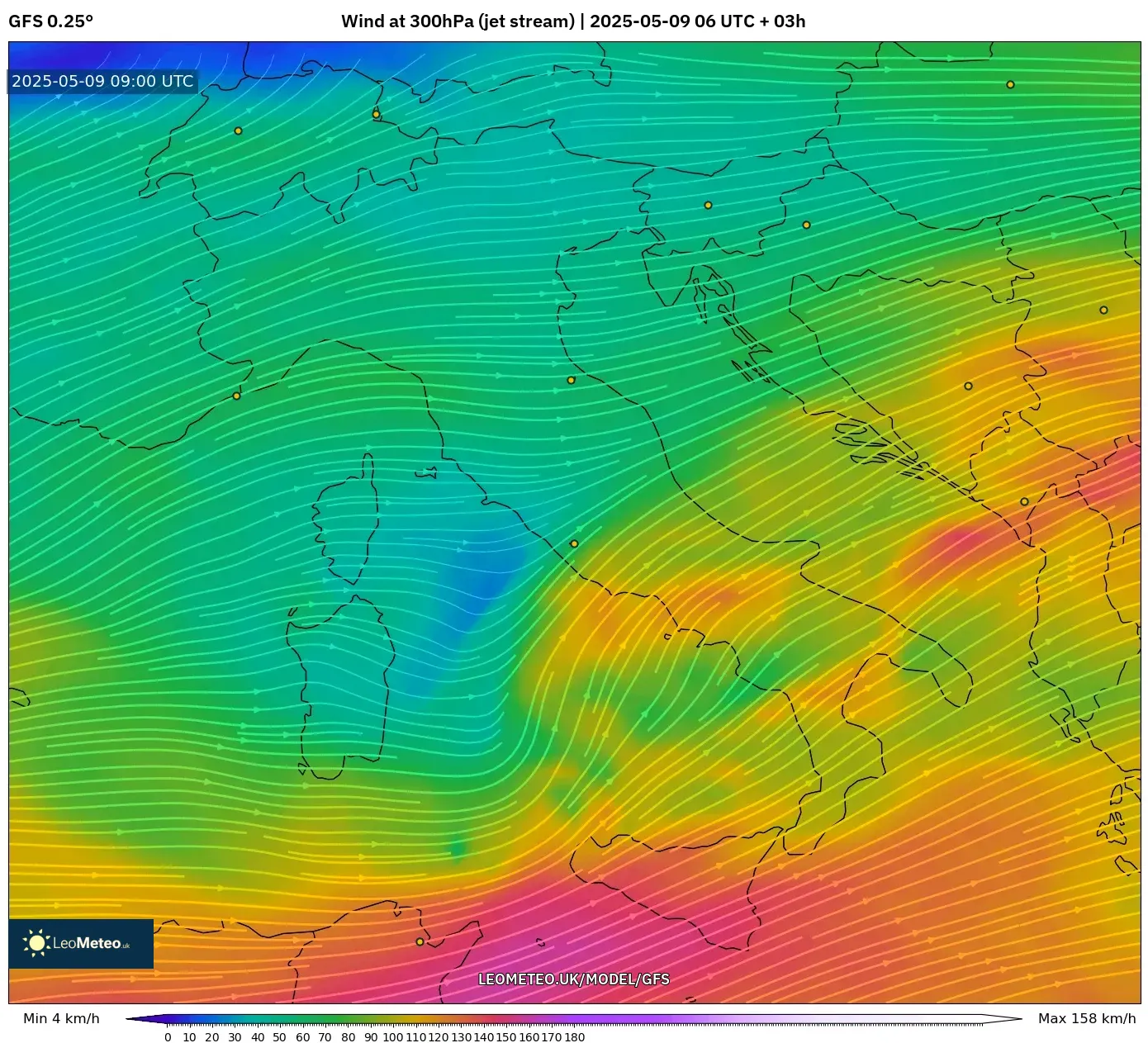 GFS - Italy, Wind at 300hPa (jet stream) GFS - Italy, Wind at 300hPa (jet stream)
