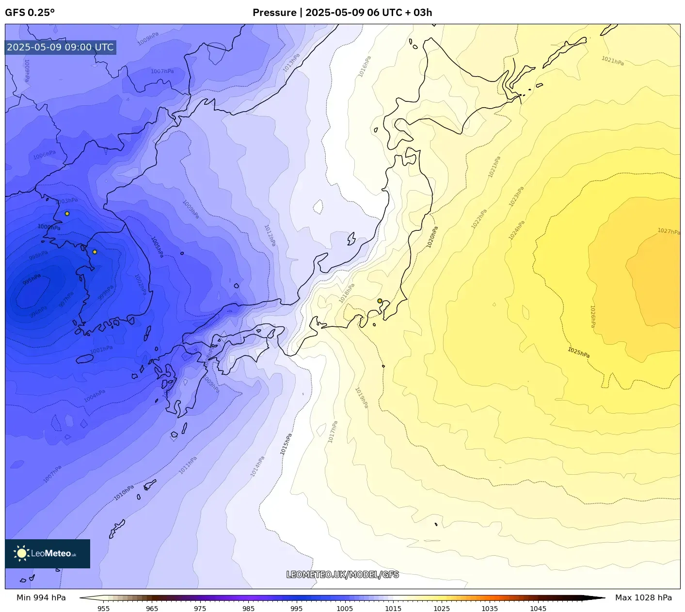 GFS - Japan, Pressure GFS - Japan, Pressure