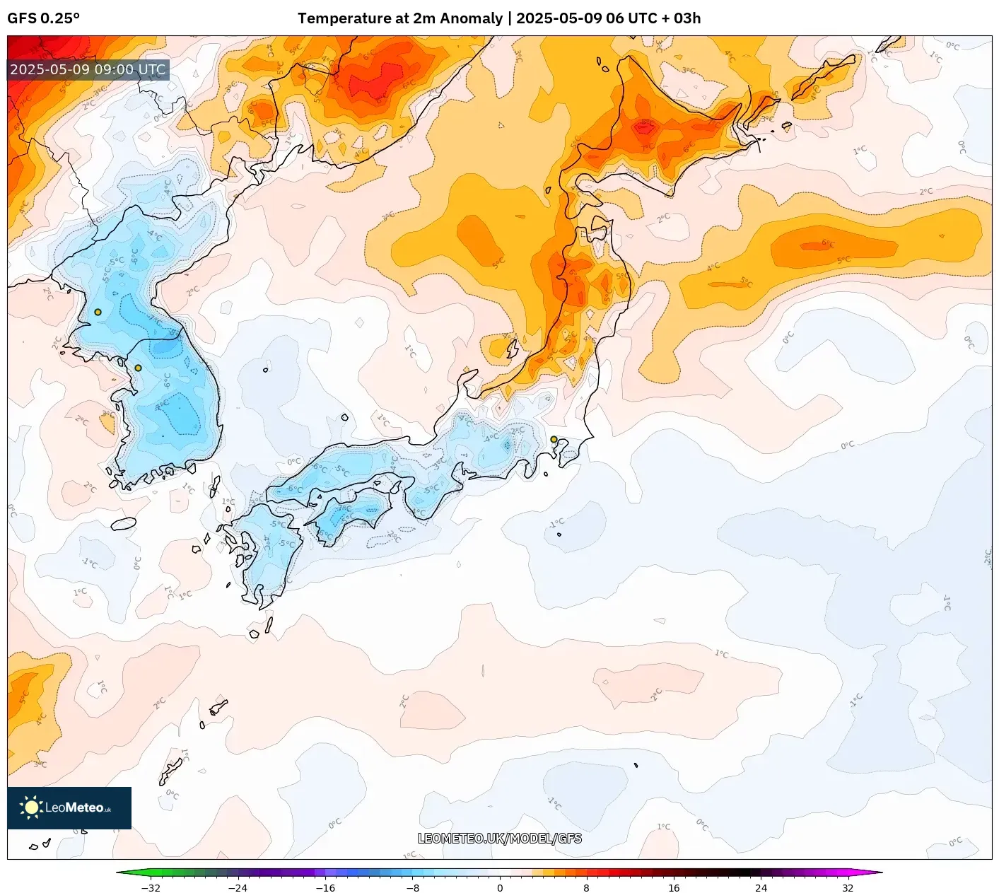 GFS - Japan, Temperature at 2m Anomaly GFS - Japan, Temperature at 2m Anomaly