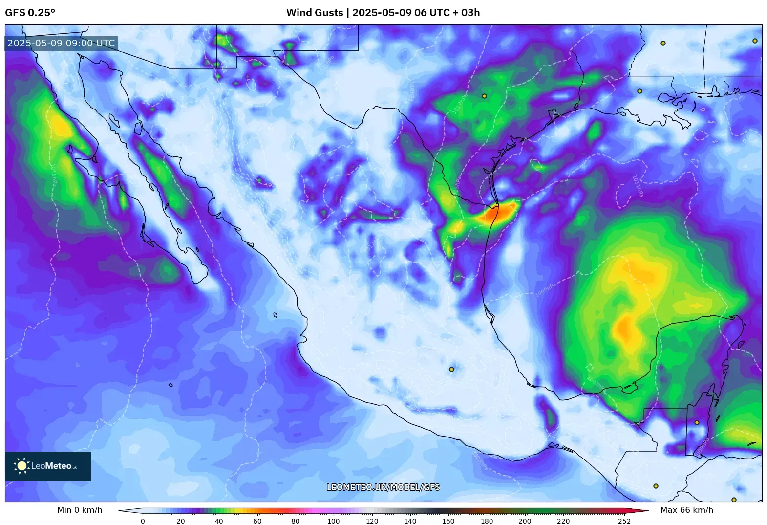 GFS - Mexico, Wind Gusts GFS - Mexico, Wind Gusts