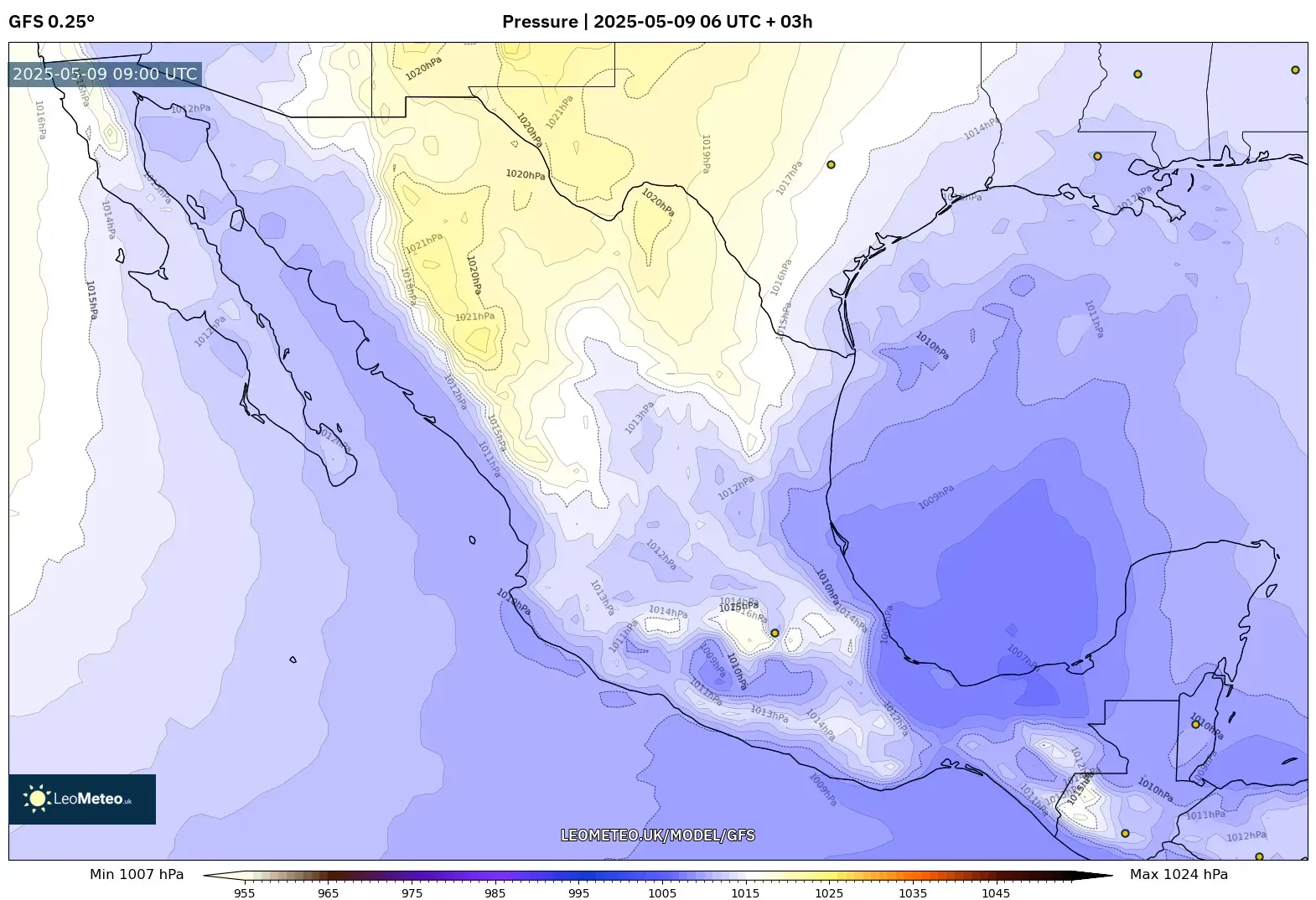 GFS - Mexico, Pressure GFS - Mexico, Pressure