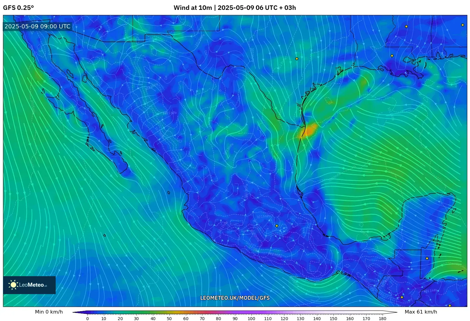 GFS - Mexico, Wind at 10m GFS - Mexico, Wind at 10m