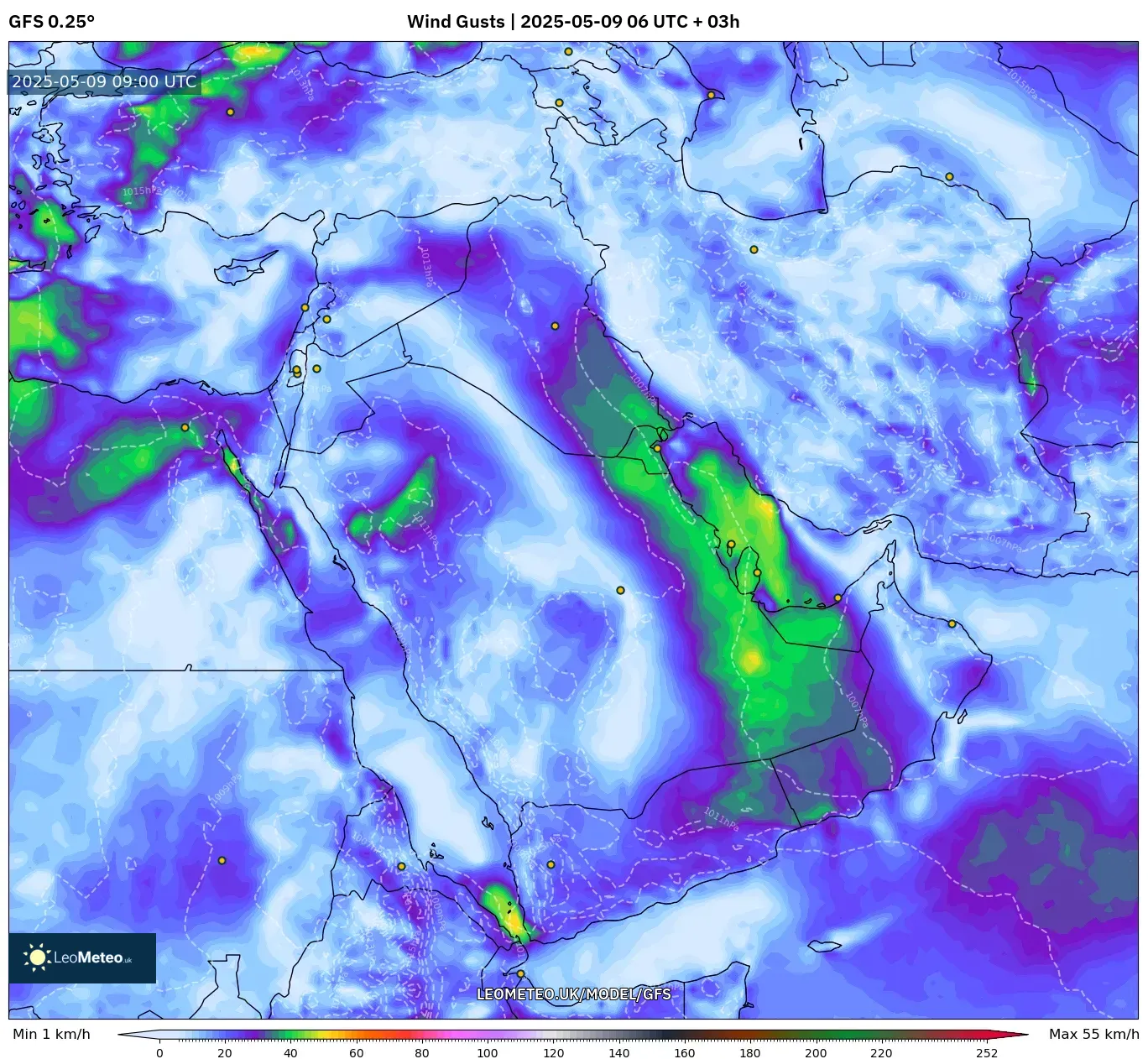 GFS - Middle East, Wind Gusts GFS - Middle East, Wind Gusts