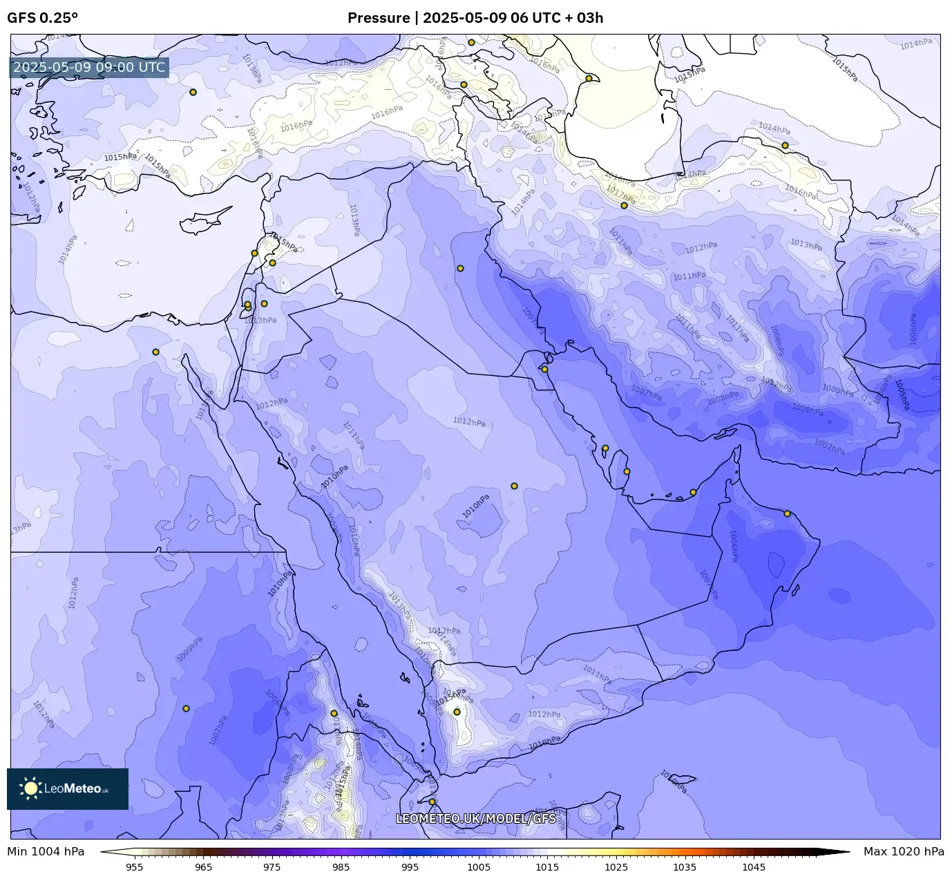 GFS - Middle East, Pressure GFS - Middle East, Pressure