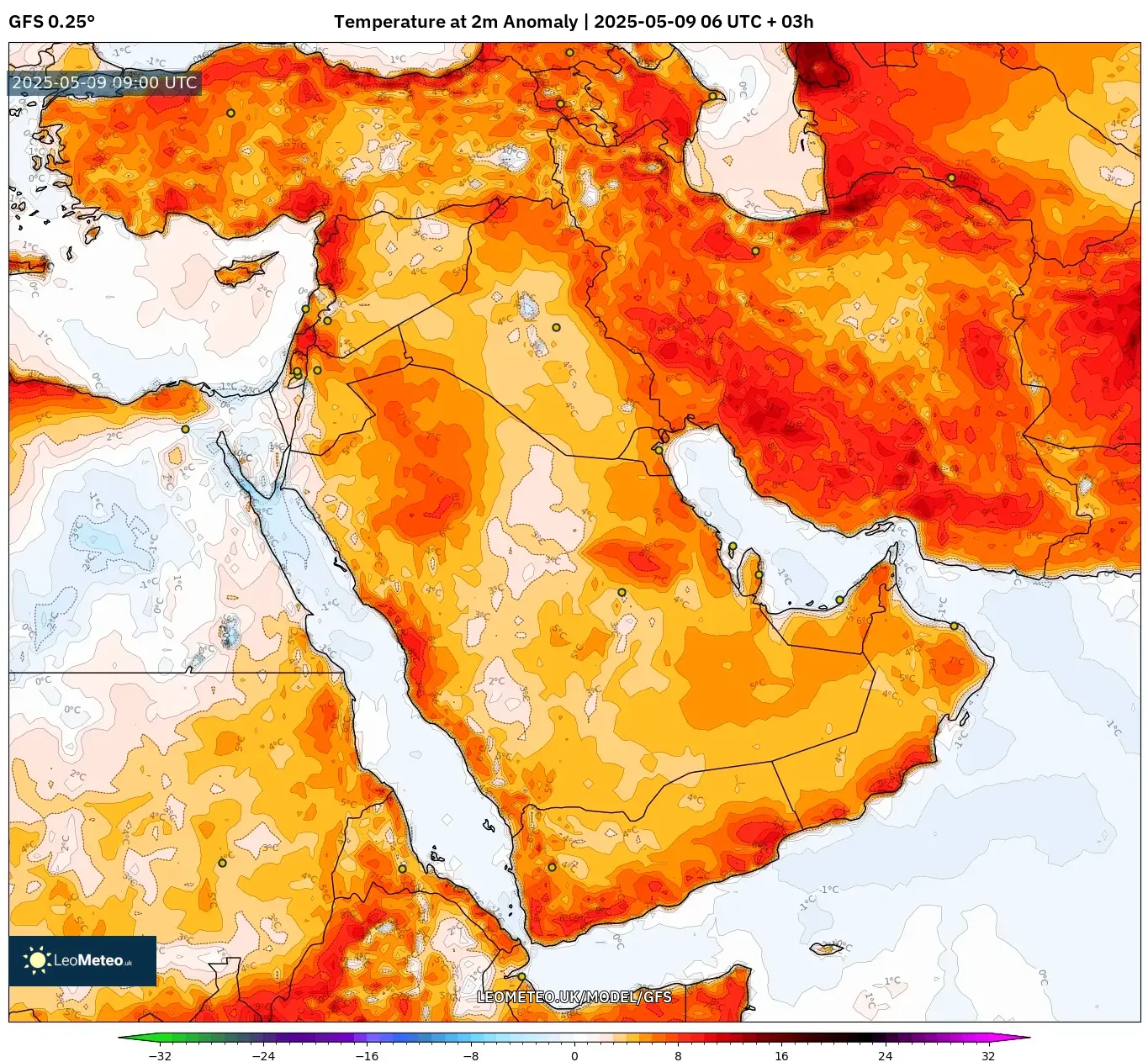 GFS - Middle East, Temperature at 2m Anomaly GFS - Middle East, Temperature at 2m Anomaly