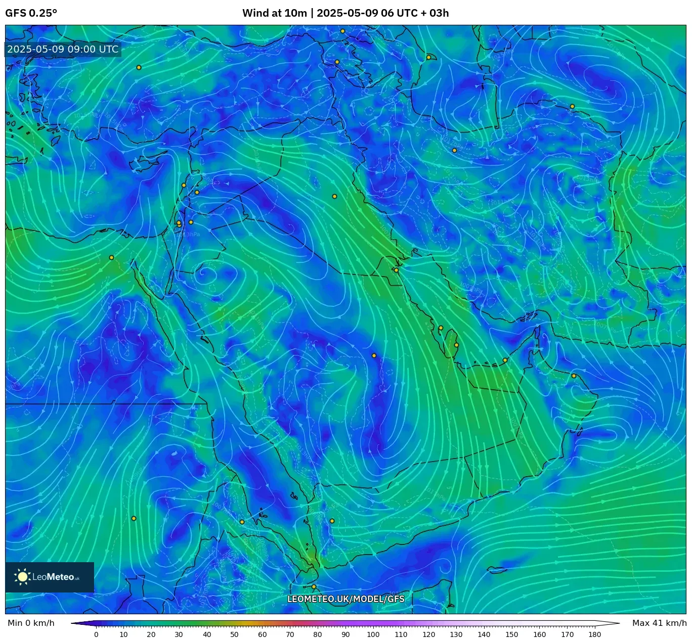 GFS - Middle East, Wind at 10m GFS - Middle East, Wind at 10m