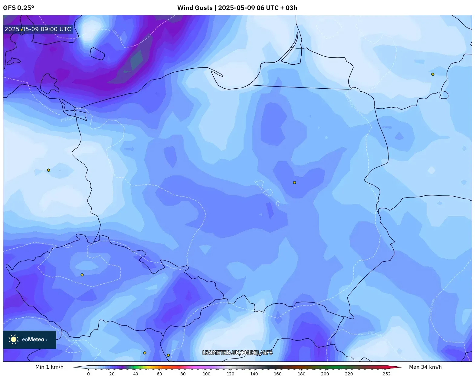 GFS - Poland, Wind Gusts GFS - Poland, Wind Gusts