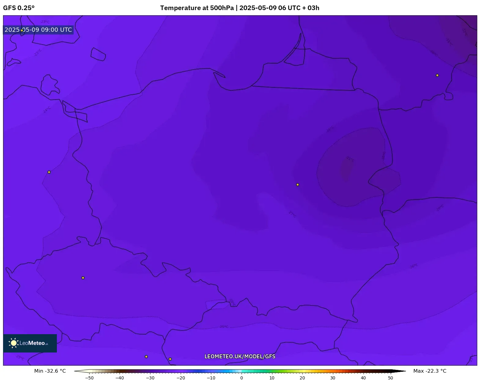 GFS - Poland, Temperature at 500hPa GFS - Poland, Temperature at 500hPa
