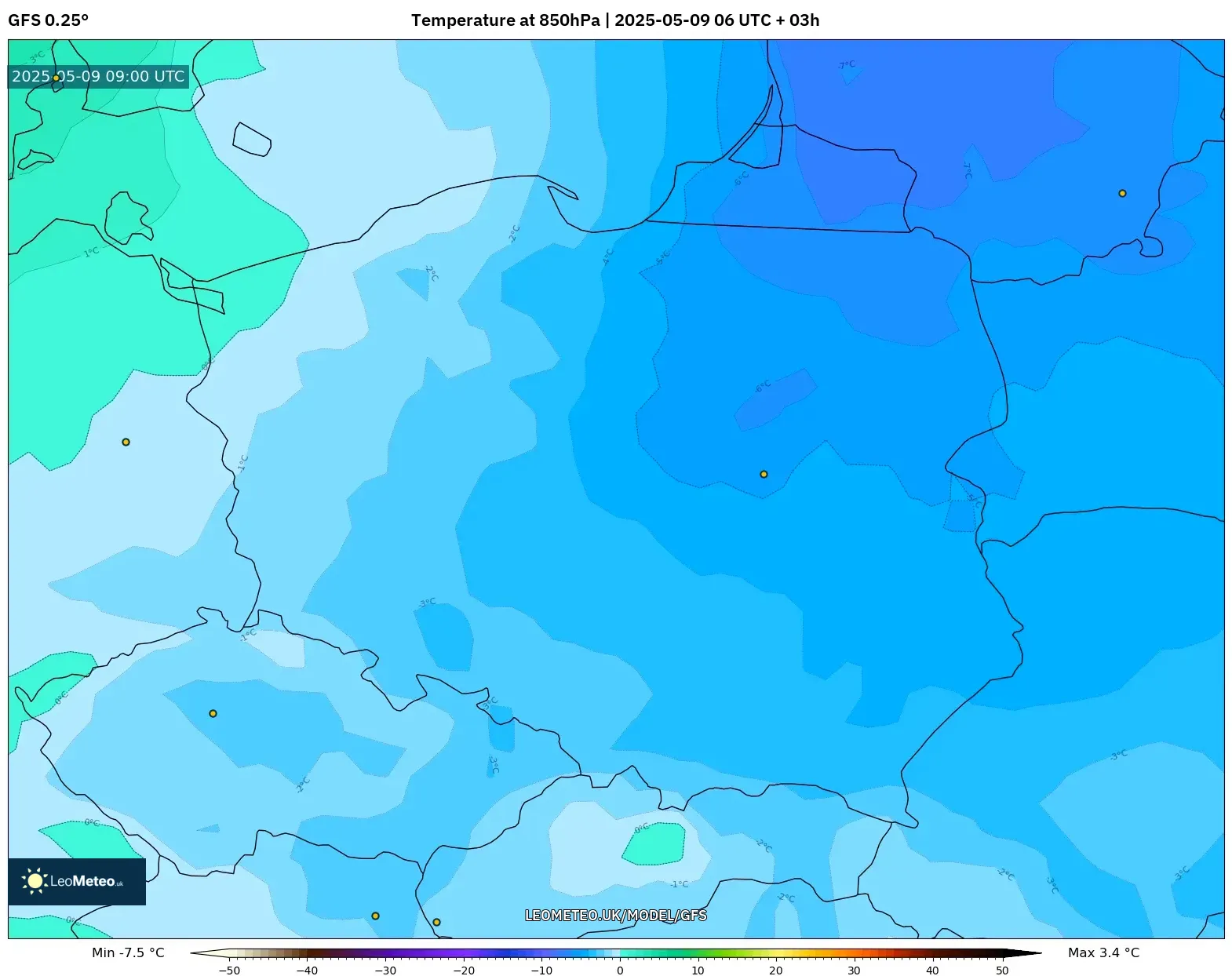 GFS - Poland, Temperature at 850hPa GFS - Poland, Temperature at 850hPa
