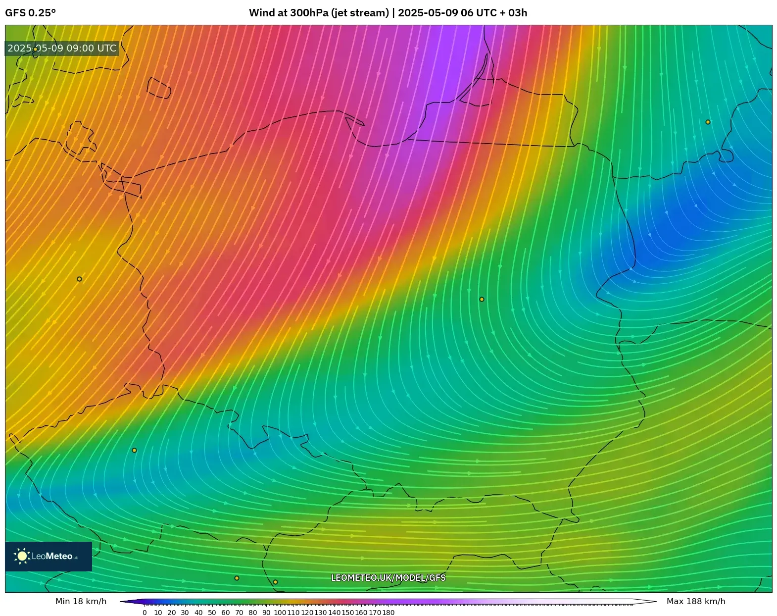GFS - Poland, Wind at 300hPa (jet stream) GFS - Poland, Wind at 300hPa (jet stream)