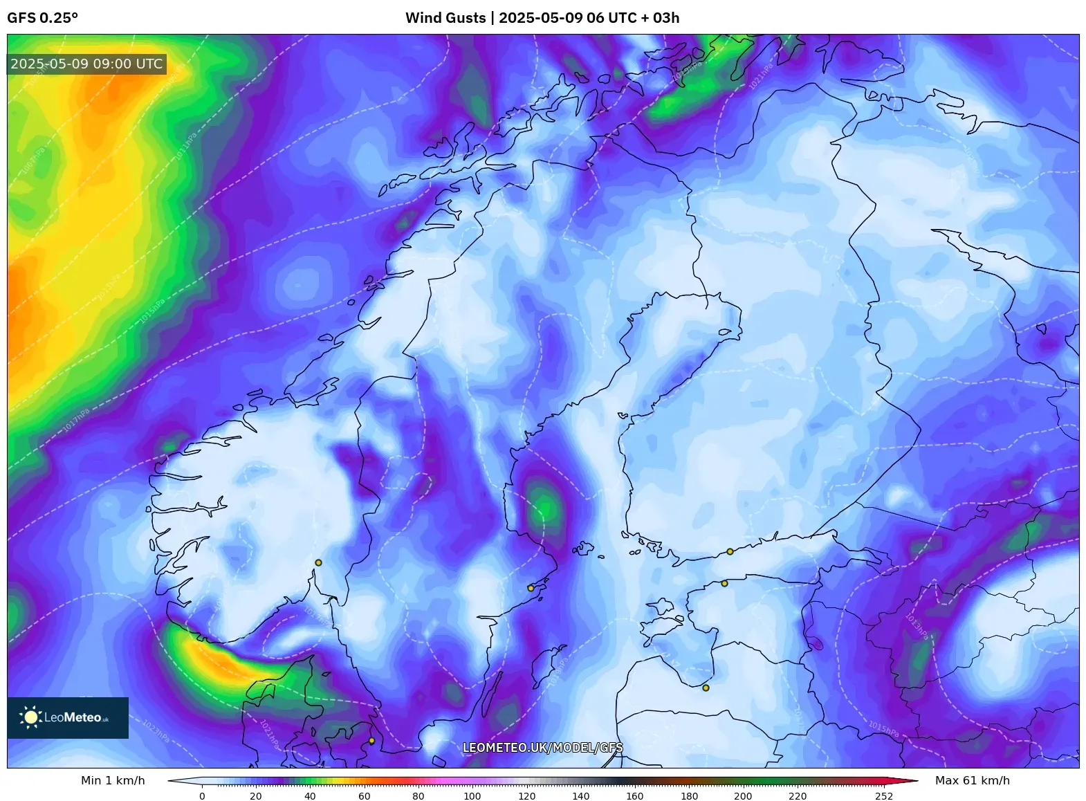 GFS - Scandinavia, Wind Gusts GFS - Scandinavia, Wind Gusts