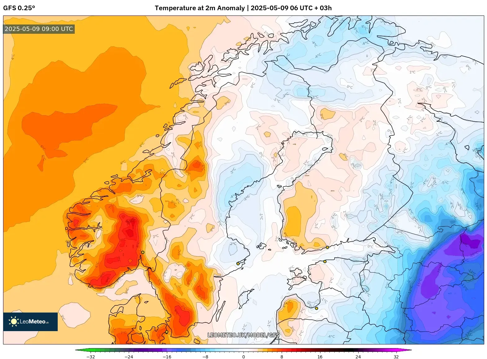 GFS - Scandinavia, Temperature at 2m Anomaly GFS - Scandinavia, Temperature at 2m Anomaly