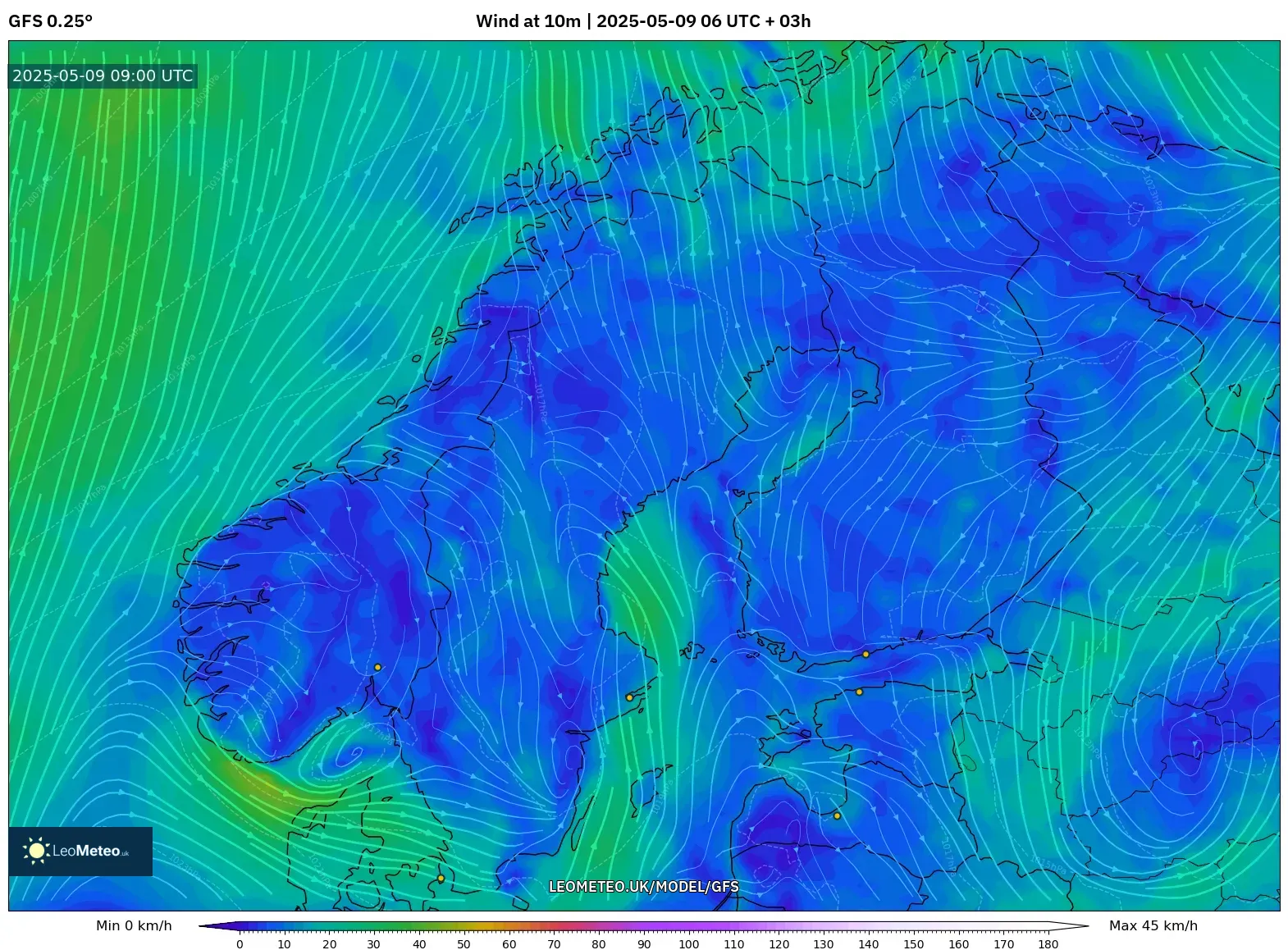 GFS - Scandinavia, Wind at 10m GFS - Scandinavia, Wind at 10m