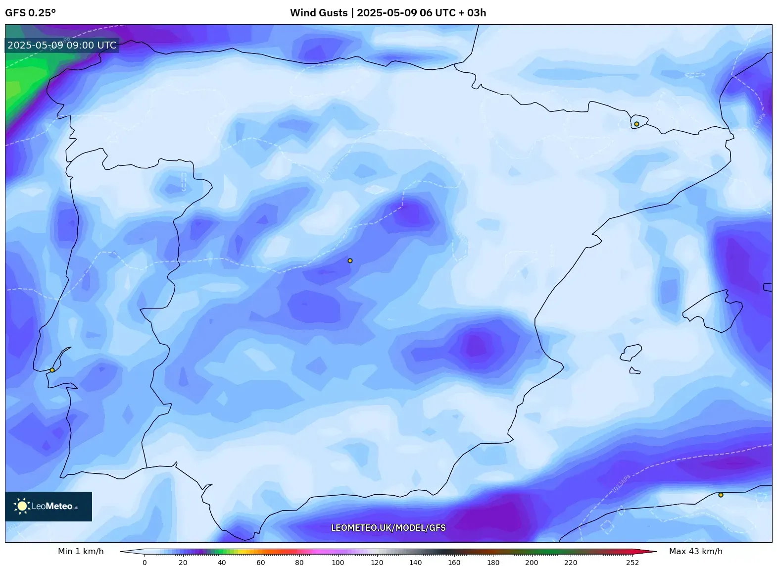 GFS - Spain, Wind Gusts GFS - Spain, Wind Gusts