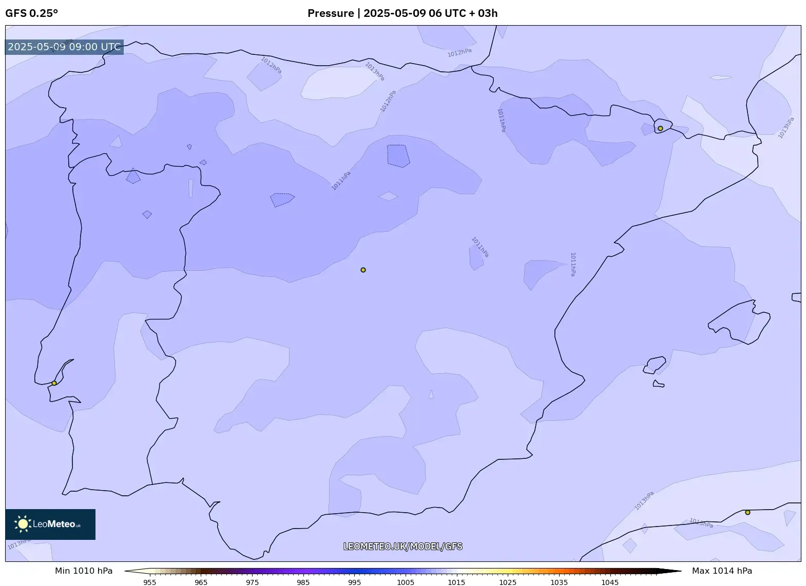 GFS - Spain, Pressure GFS - Spain, Pressure