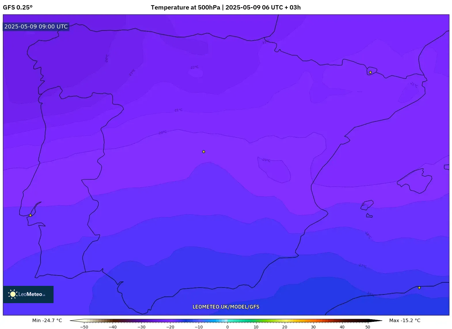 GFS - Spain, Temperature at 500hPa GFS - Spain, Temperature at 500hPa