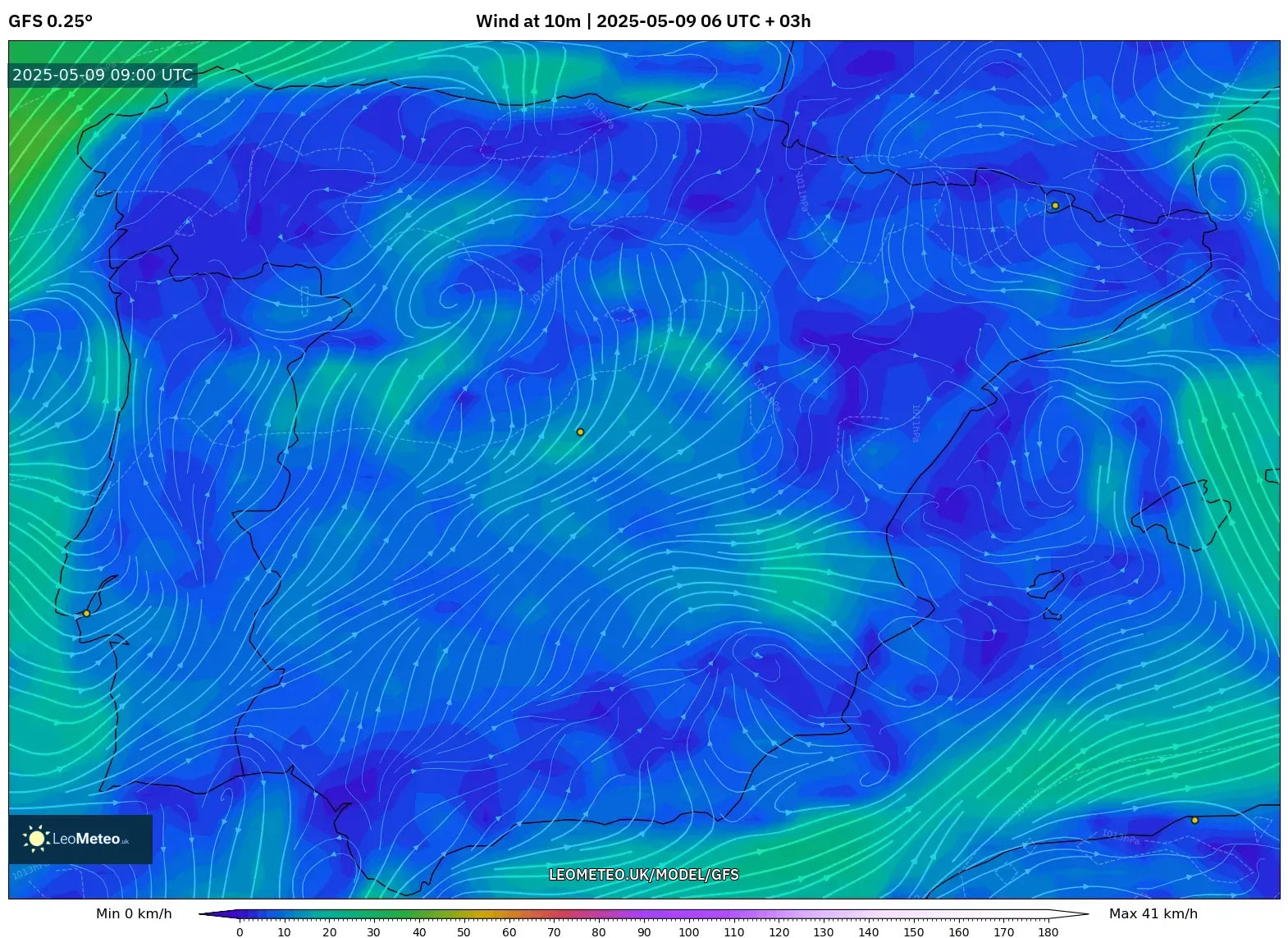 GFS - Spain, Wind at 10m GFS - Spain, Wind at 10m