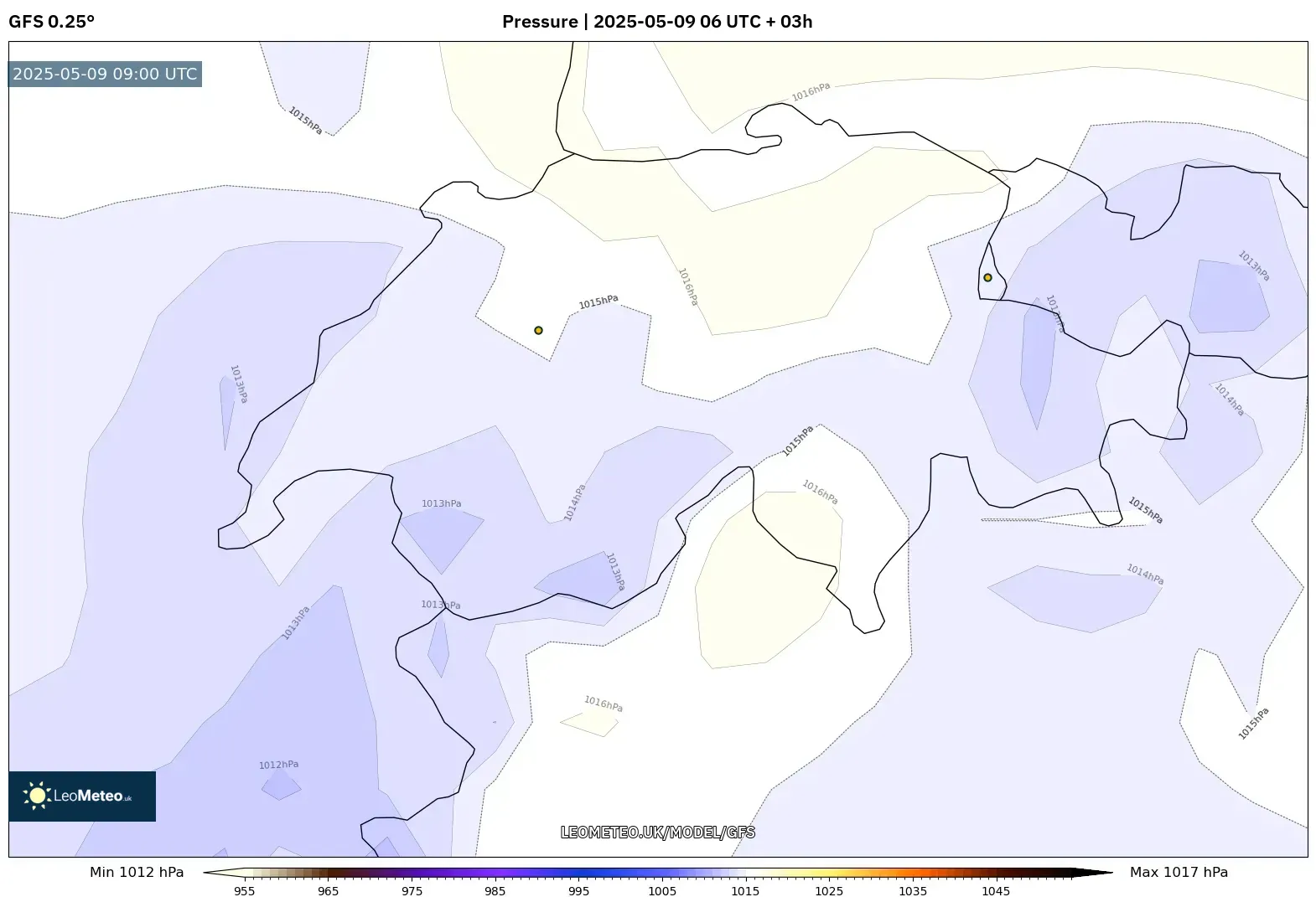 GFS - Switzerland, Pressure GFS - Switzerland, Pressure