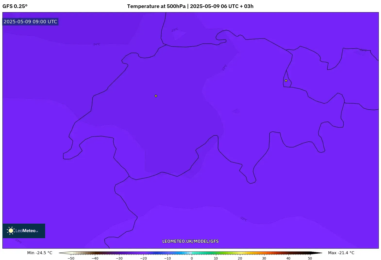 GFS - Switzerland, Temperature at 500hPa GFS - Switzerland, Temperature at 500hPa