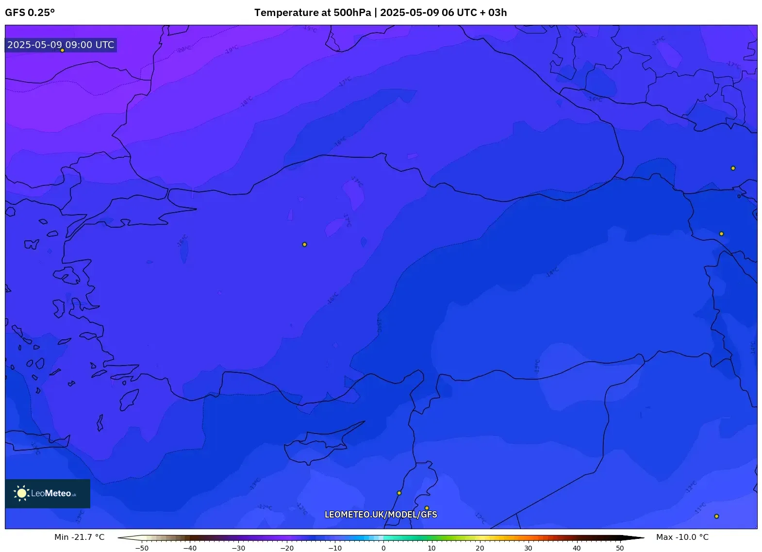 GFS - Turkey, Temperature at 500hPa GFS - Turkey, Temperature at 500hPa