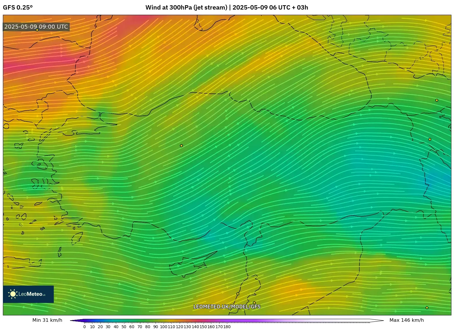 GFS - Turkey, Wind at 300hPa (jet stream) GFS - Turkey, Wind at 300hPa (jet stream)