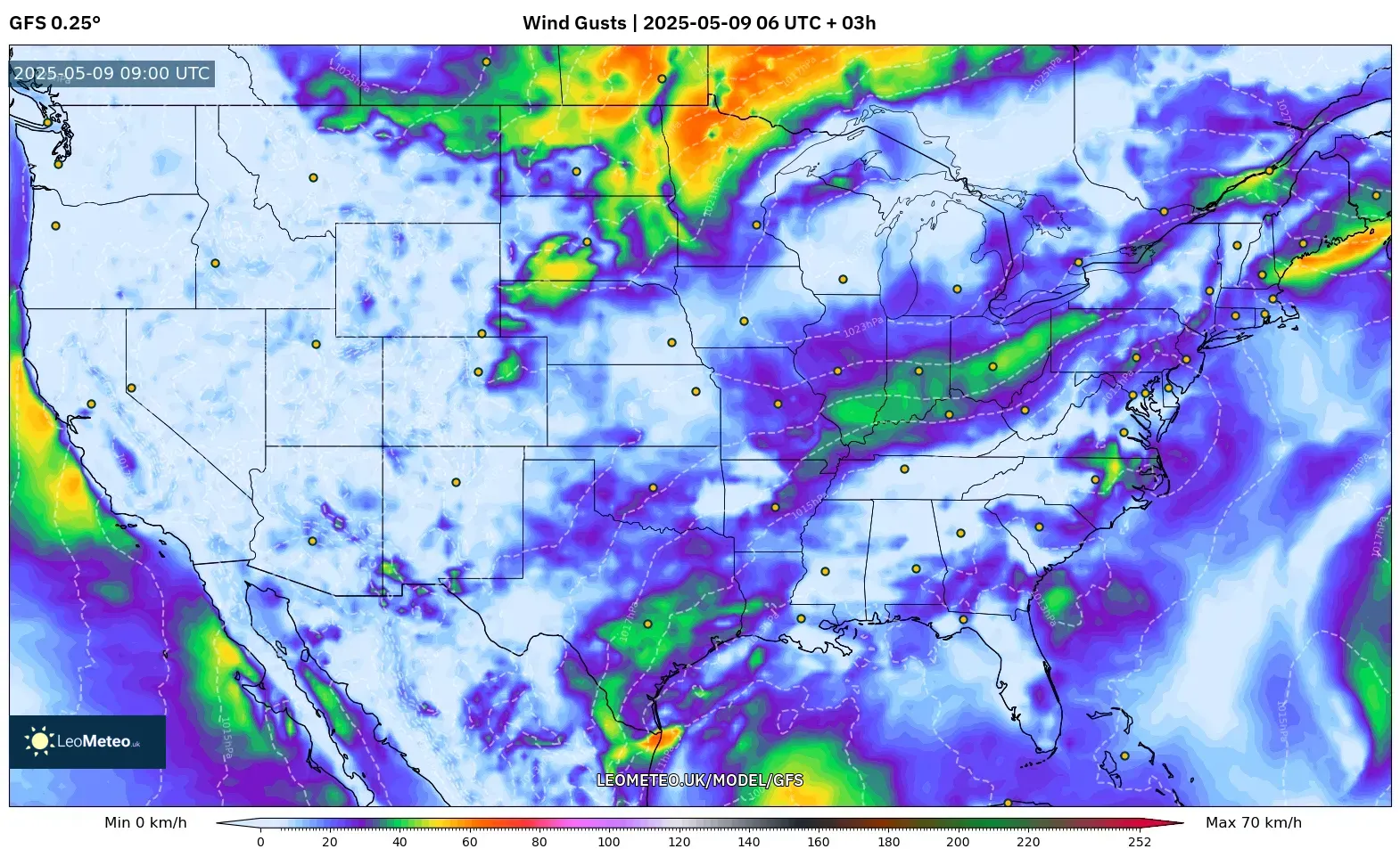 GFS - United States, Wind Gusts GFS - United States, Wind Gusts