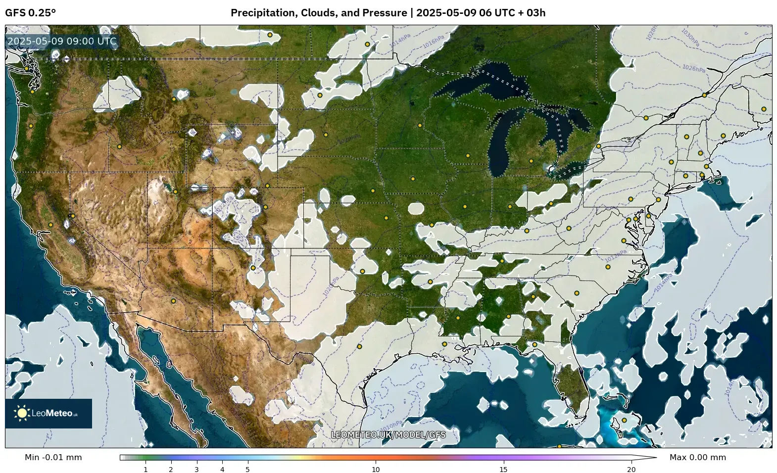 GFS - United States, Precipitation, Clouds, and Pressure GFS - United States, Precipitation, Clouds, and Pressure