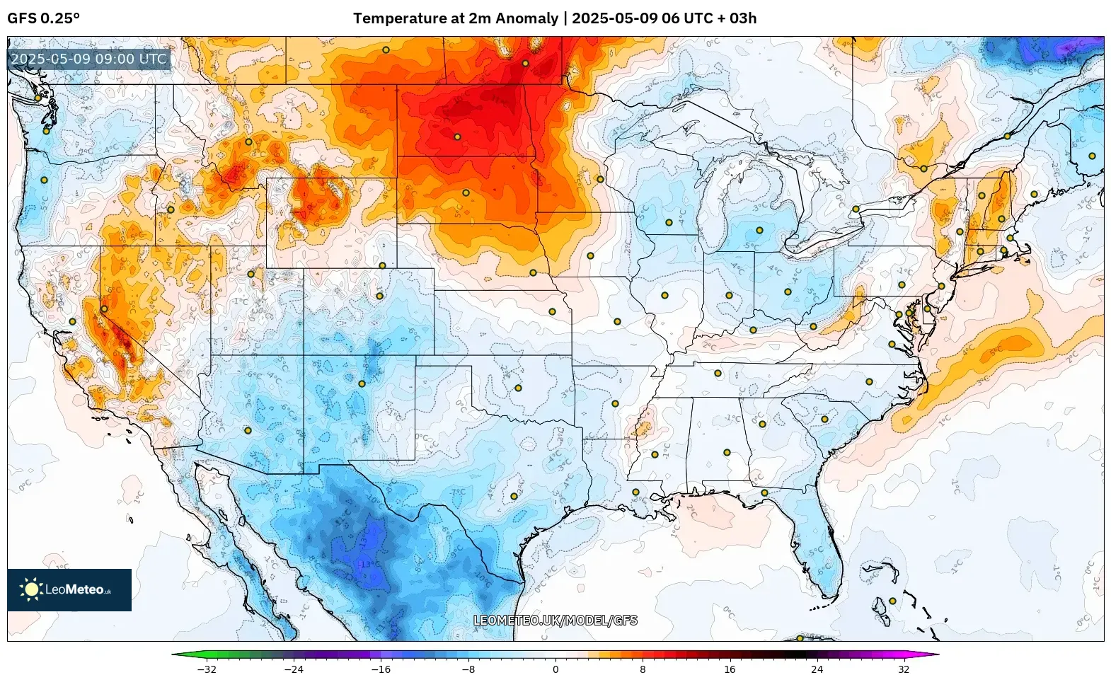 GFS - United States, Temperature at 2m Anomaly GFS - United States, Temperature at 2m Anomaly