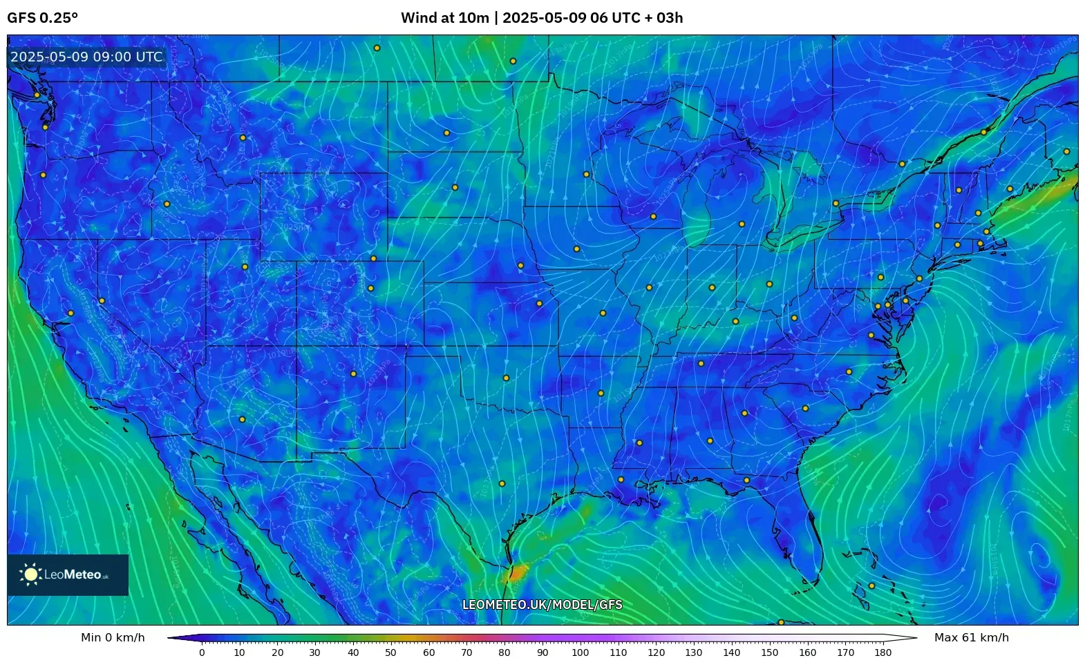 GFS - United States, Wind at 10m GFS - United States, Wind at 10m