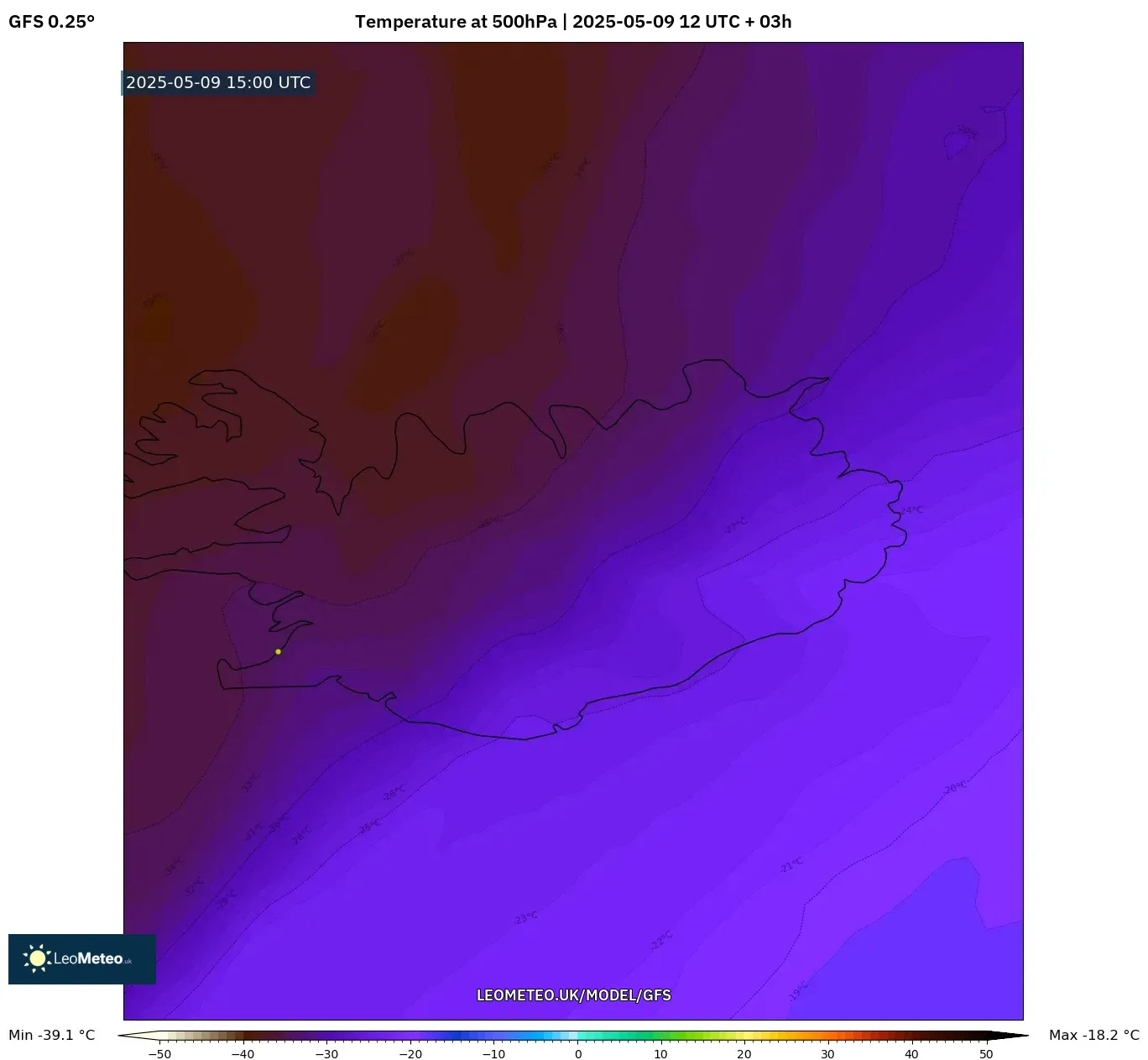 GFS - Argentina, Temperature at 500hPa GFS - Argentina, Temperature at 500hPa
