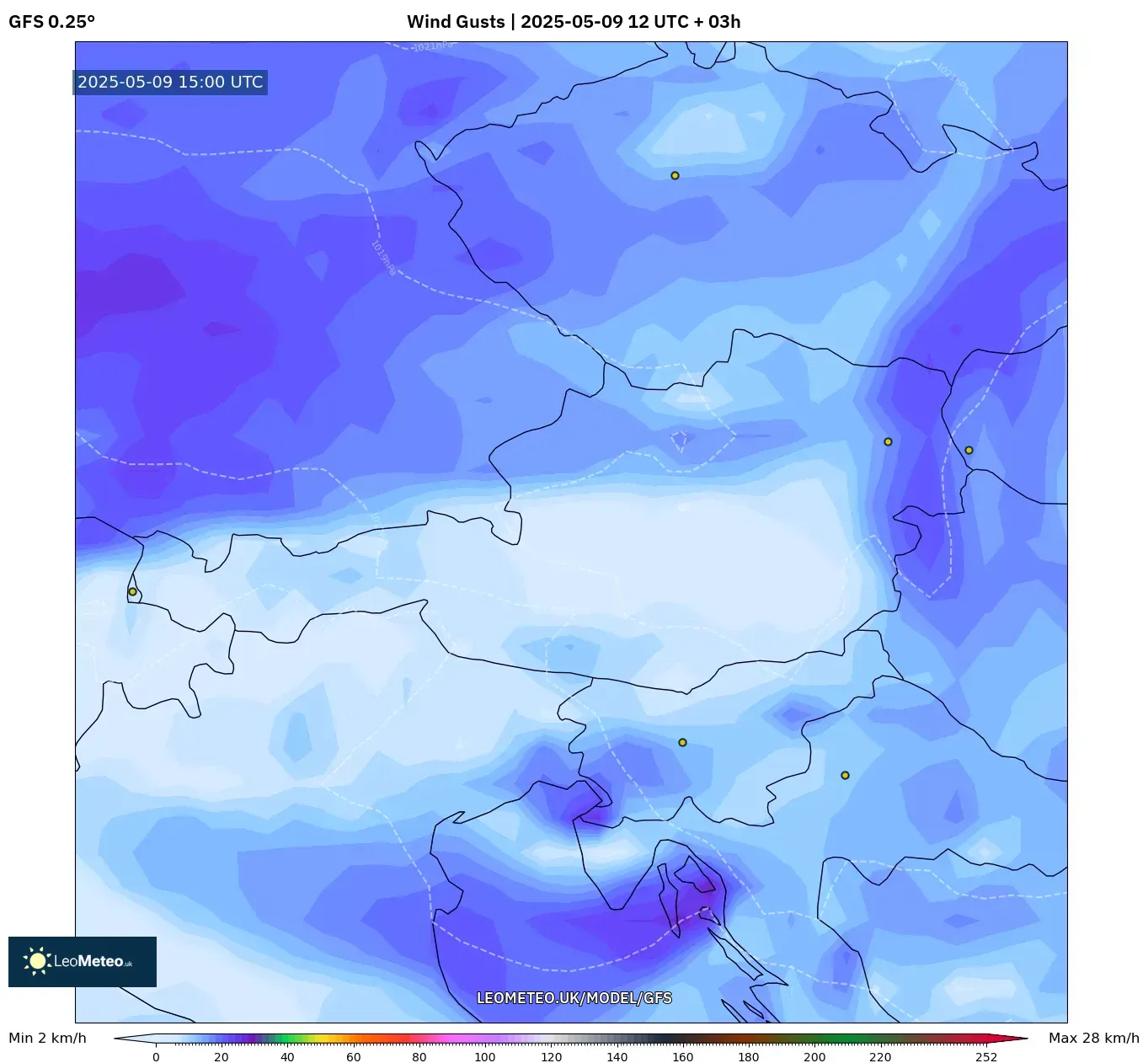 GFS - Austria, Wind Gusts GFS - Austria, Wind Gusts
