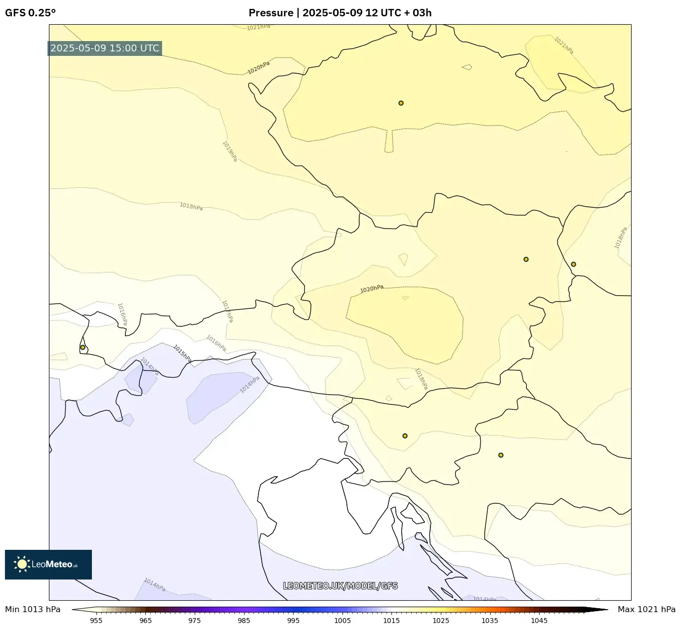 GFS - Austria, Pressure GFS - Austria, Pressure