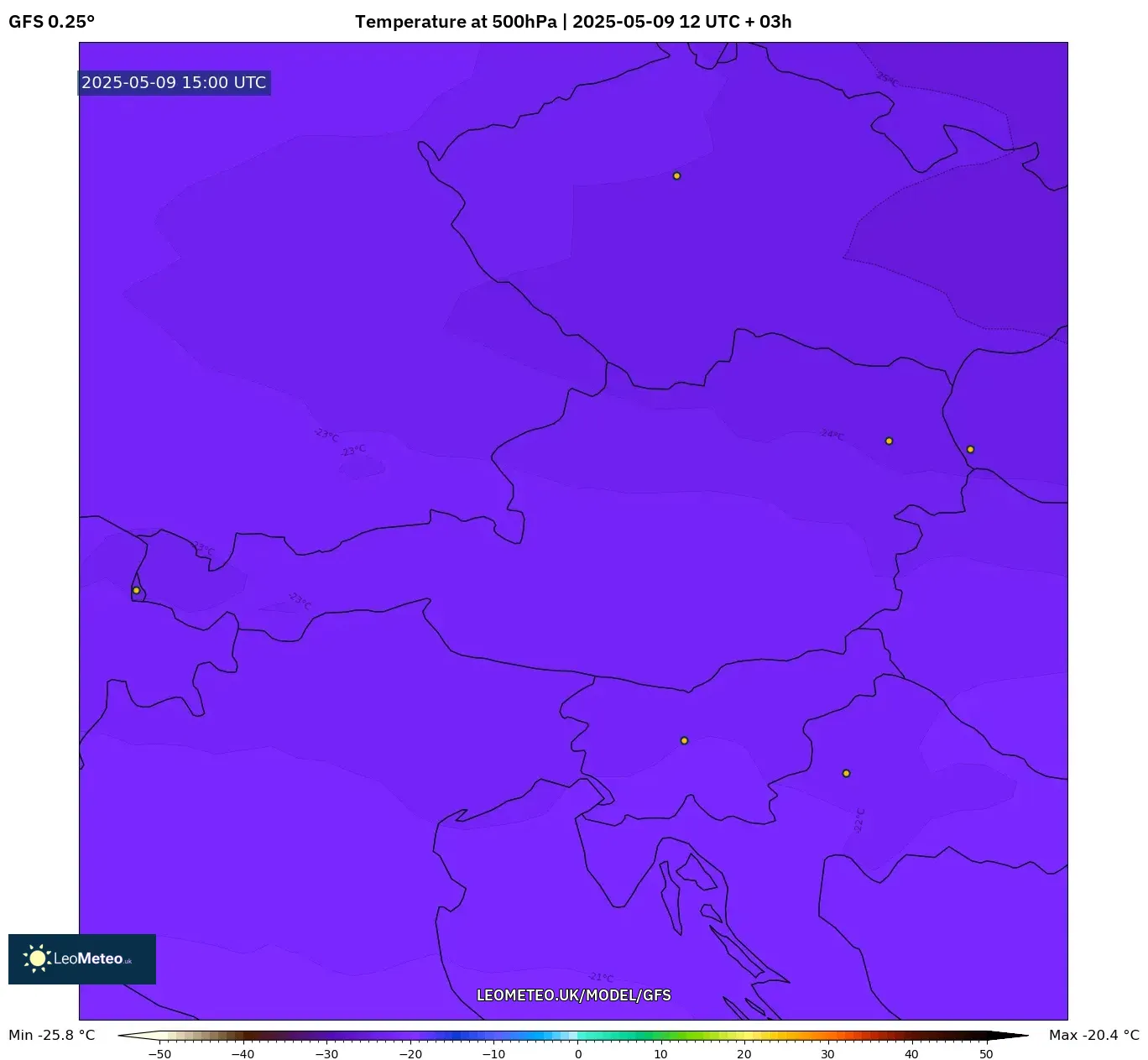 GFS - Austria, Temperature at 500hPa GFS - Austria, Temperature at 500hPa