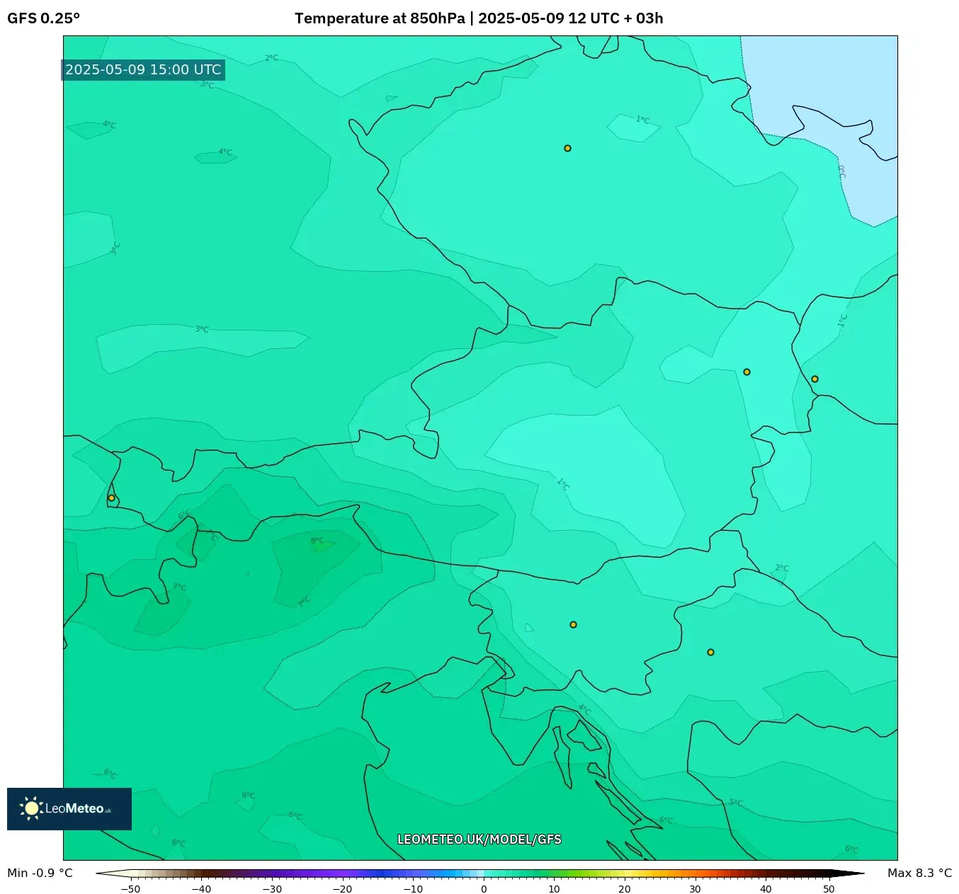 GFS - Austria, Temperature at 850hPa GFS - Austria, Temperature at 850hPa