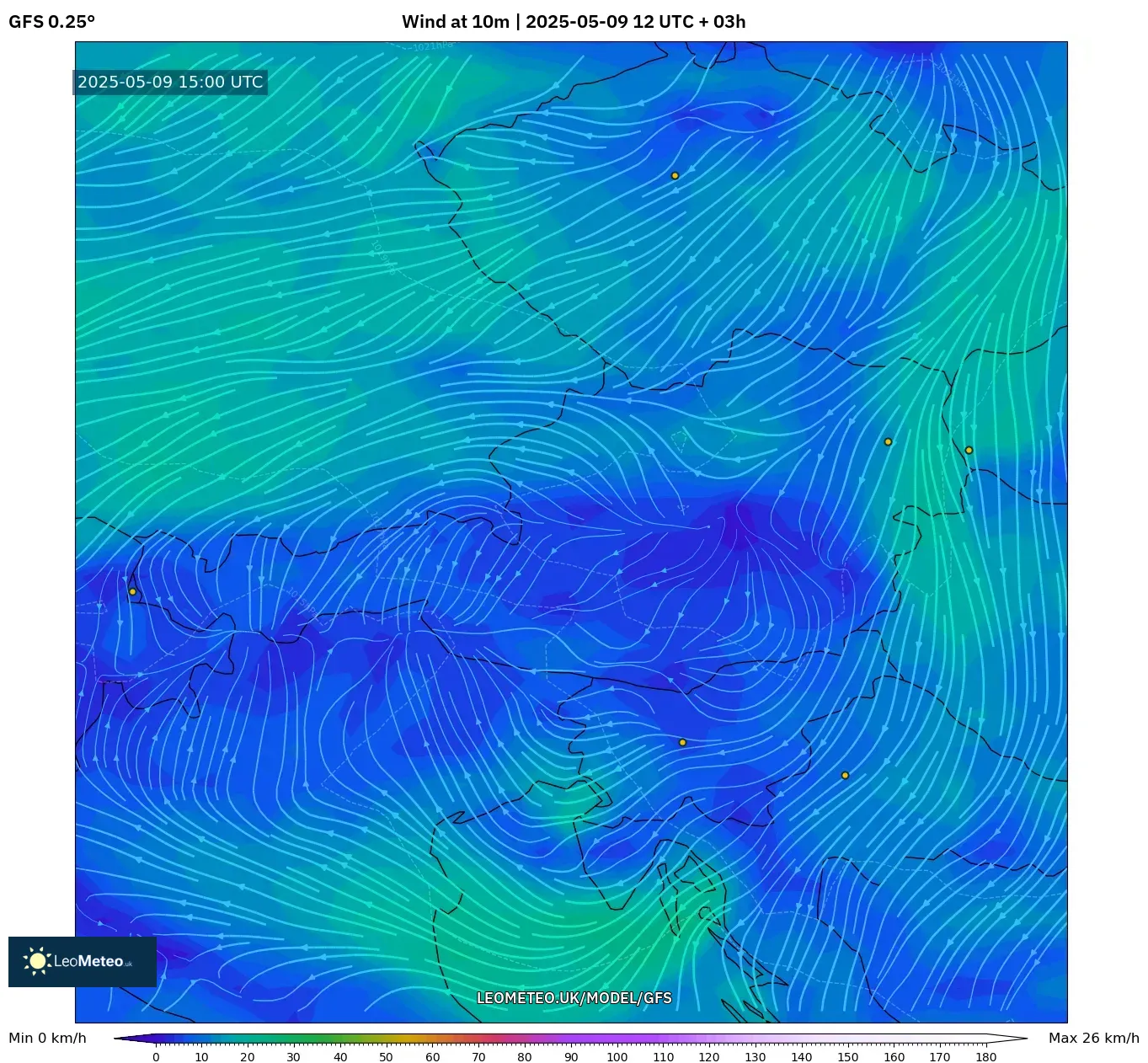 GFS - Austria, Wind at 10m GFS - Austria, Wind at 10m