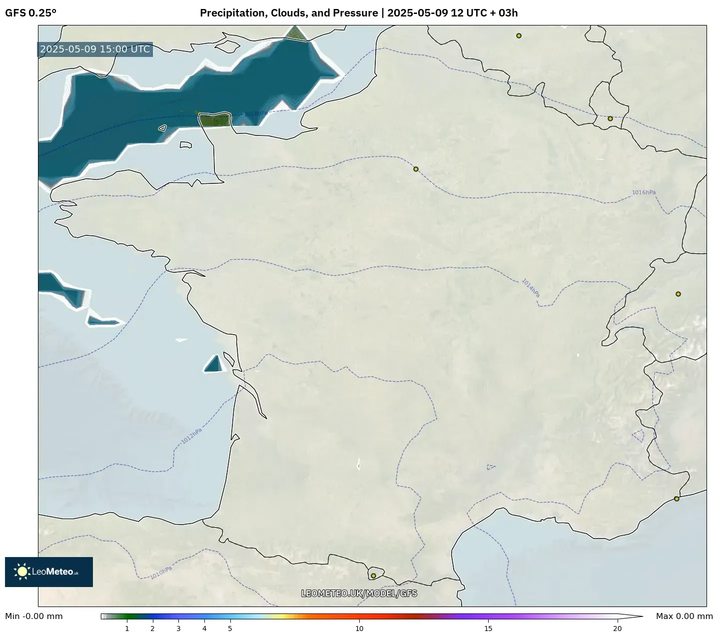 GFS - France, Precipitation, Clouds, and Pressure GFS - France, Precipitation, Clouds, and Pressure