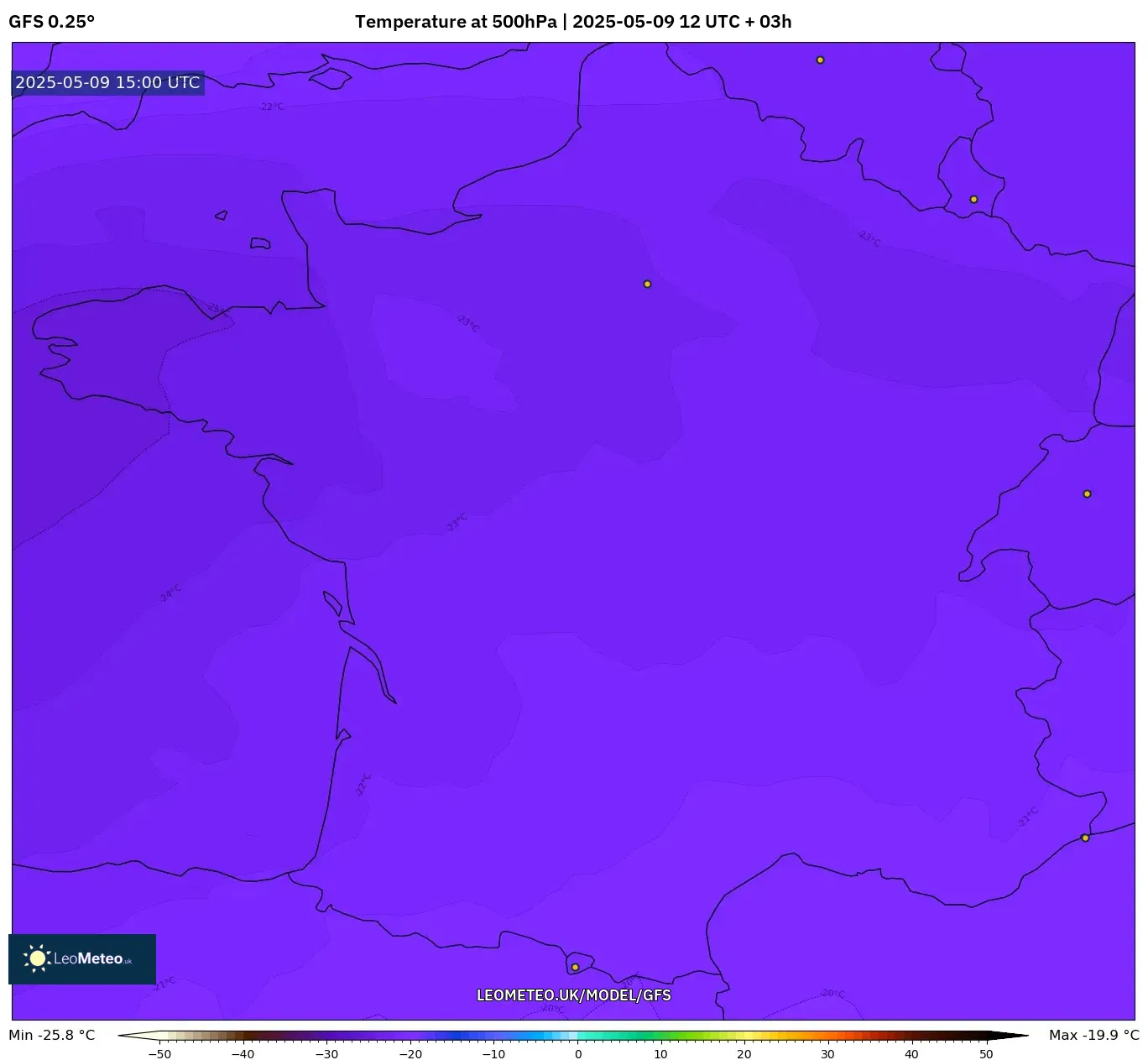 GFS - France, Temperature at 500hPa GFS - France, Temperature at 500hPa