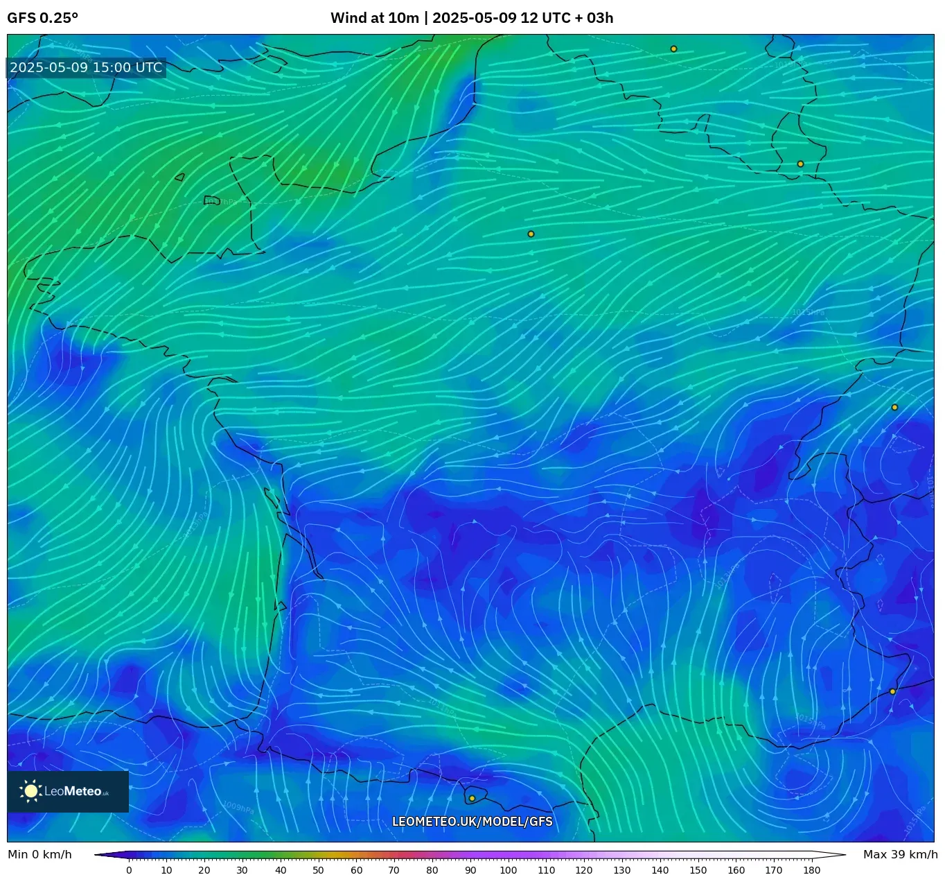 GFS - France, Wind at 10m GFS - France, Wind at 10m