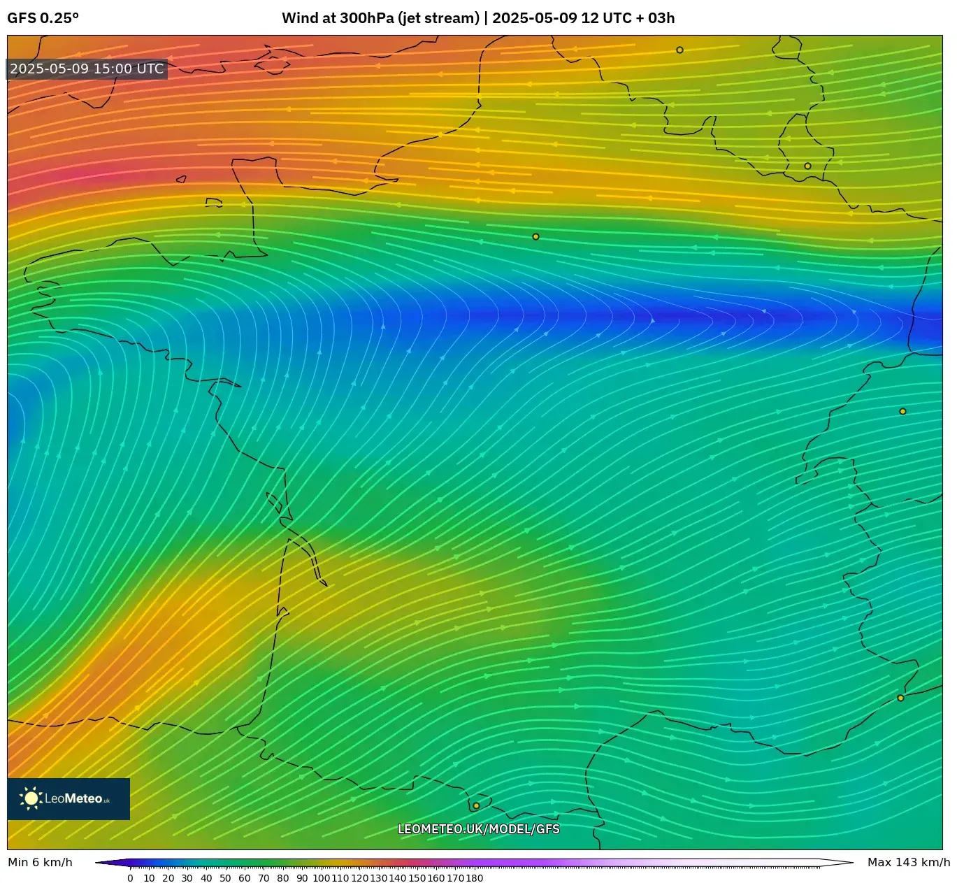 GFS - France, Wind at 300hPa (jet stream) GFS - France, Wind at 300hPa (jet stream)