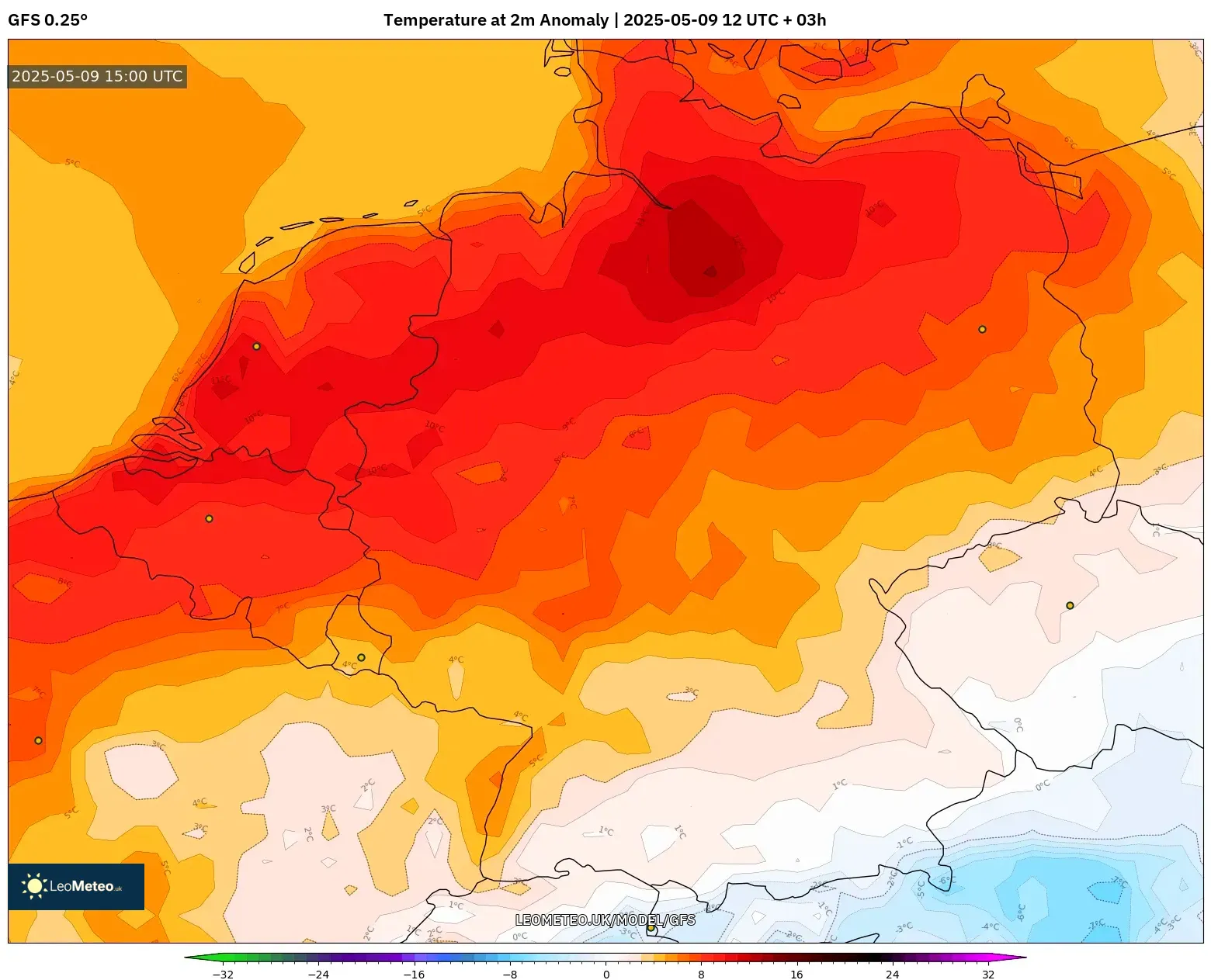 GFS - Germany, Temperature at 2m Anomaly GFS - Germany, Temperature at 2m Anomaly