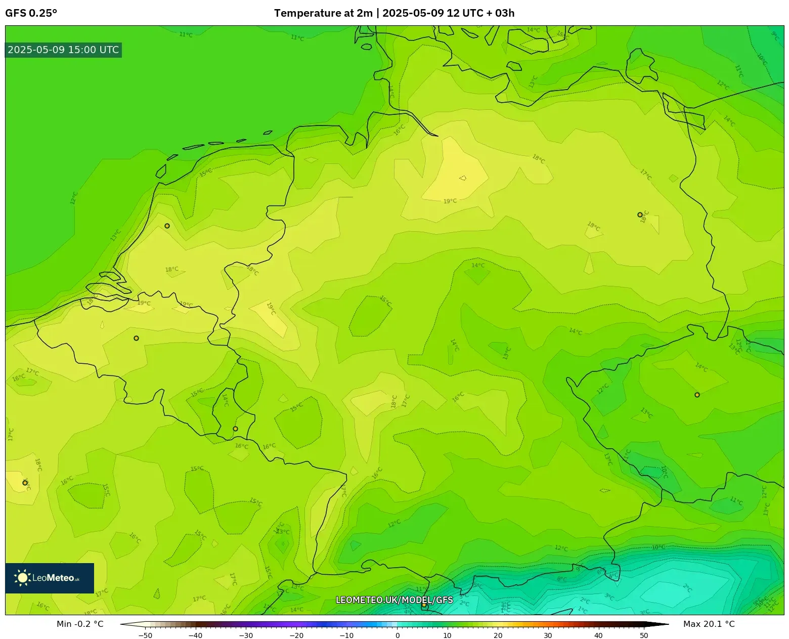 GFS - Germany, Temperature at 2m GFS - Germany, Temperature at 2m