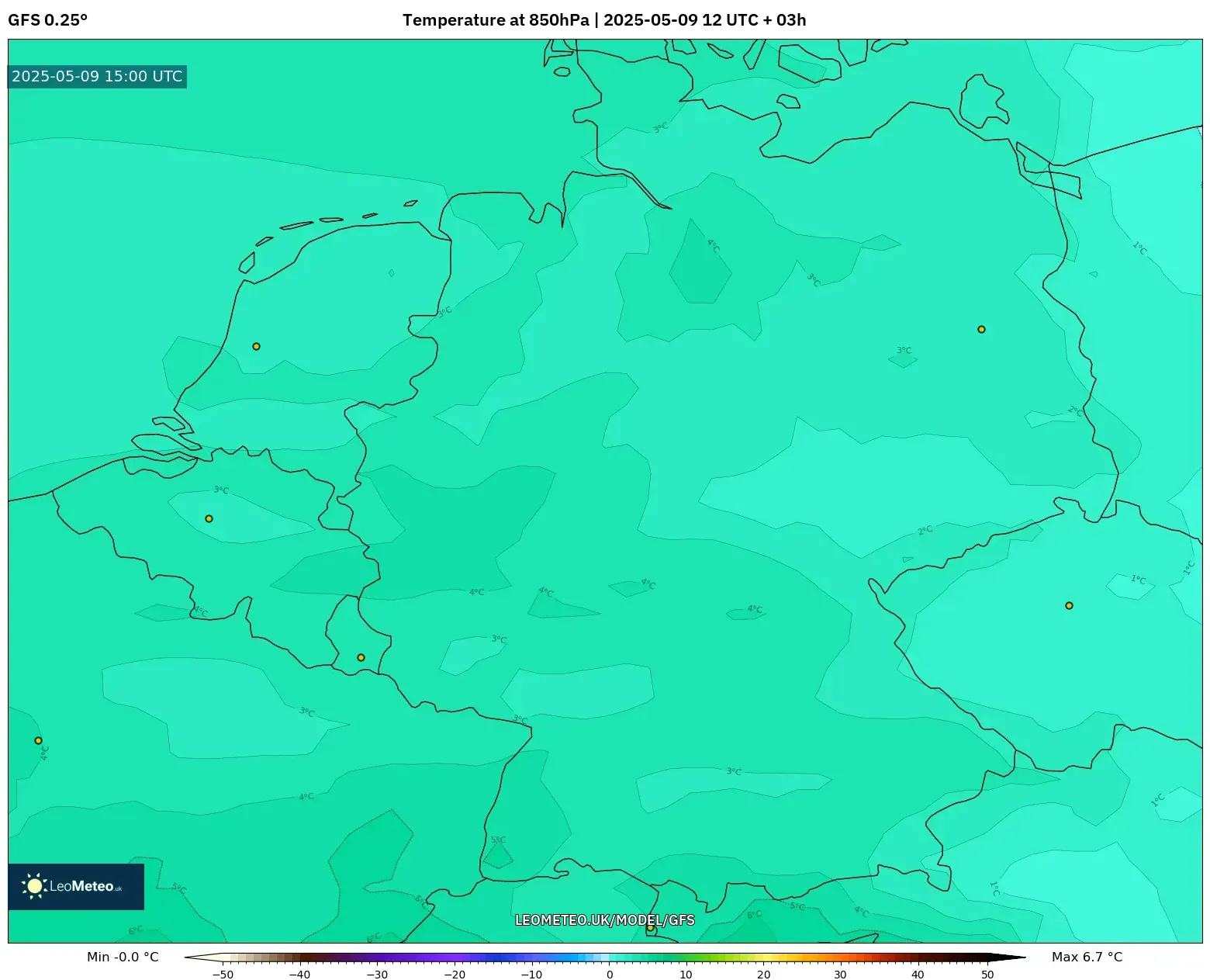 GFS - Germany, Temperature at 850hPa GFS - Germany, Temperature at 850hPa