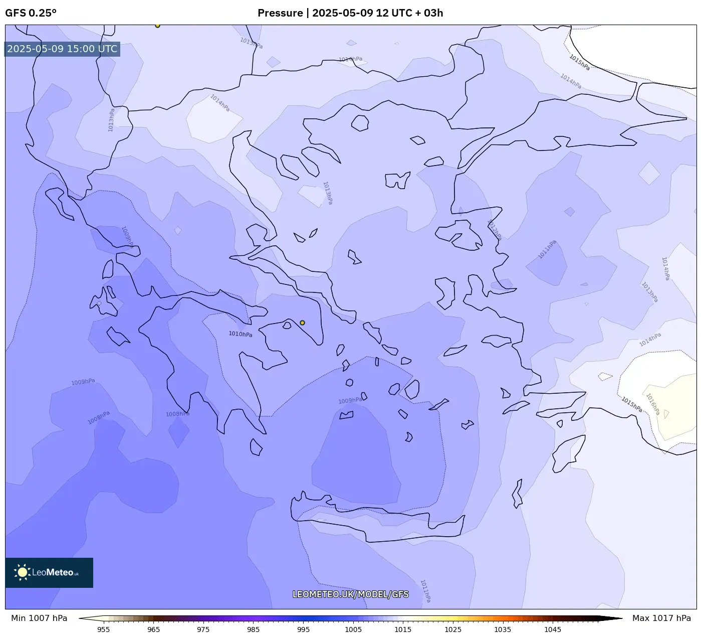 GFS - Greece, Pressure GFS - Greece, Pressure