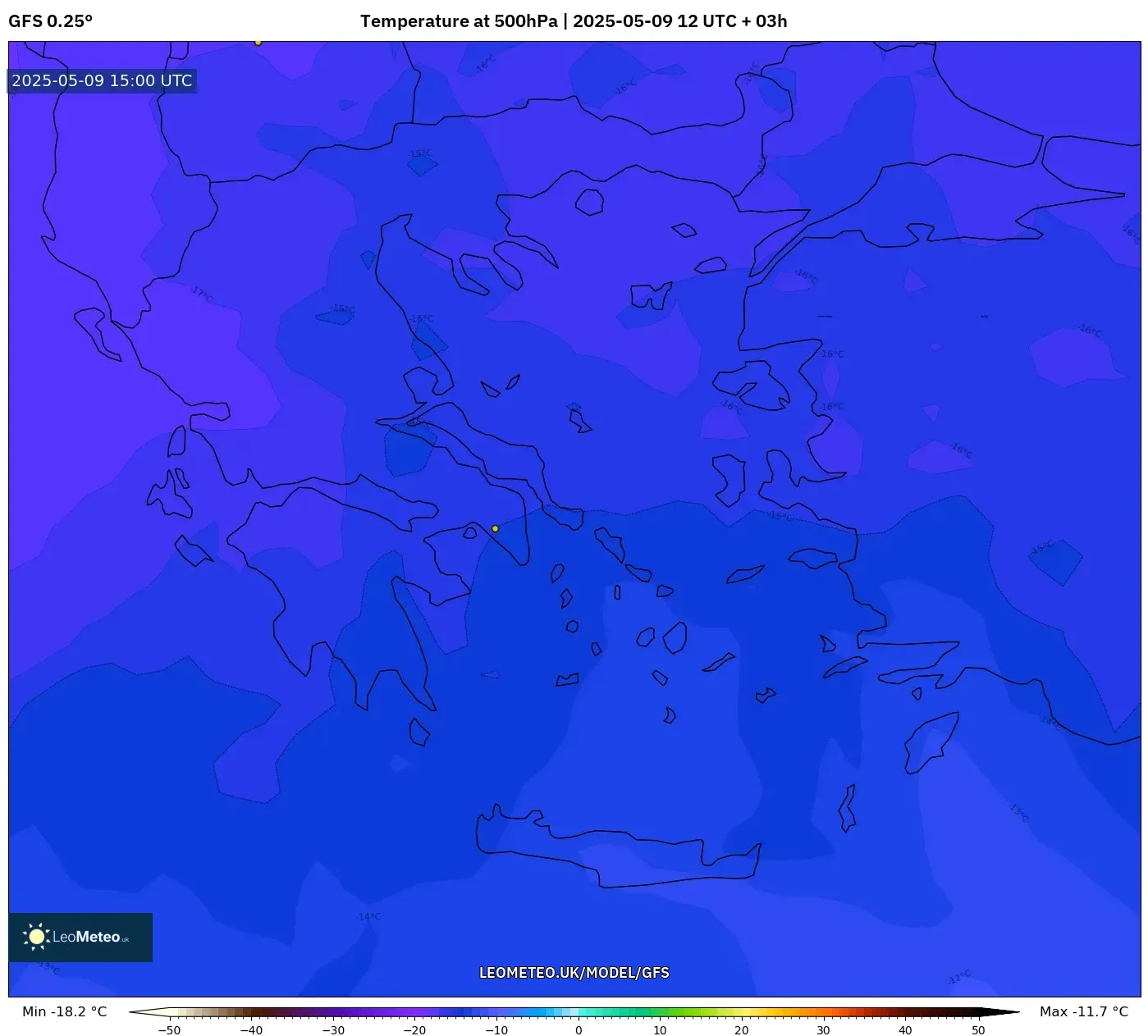 GFS - Greece, Temperature at 500hPa GFS - Greece, Temperature at 500hPa