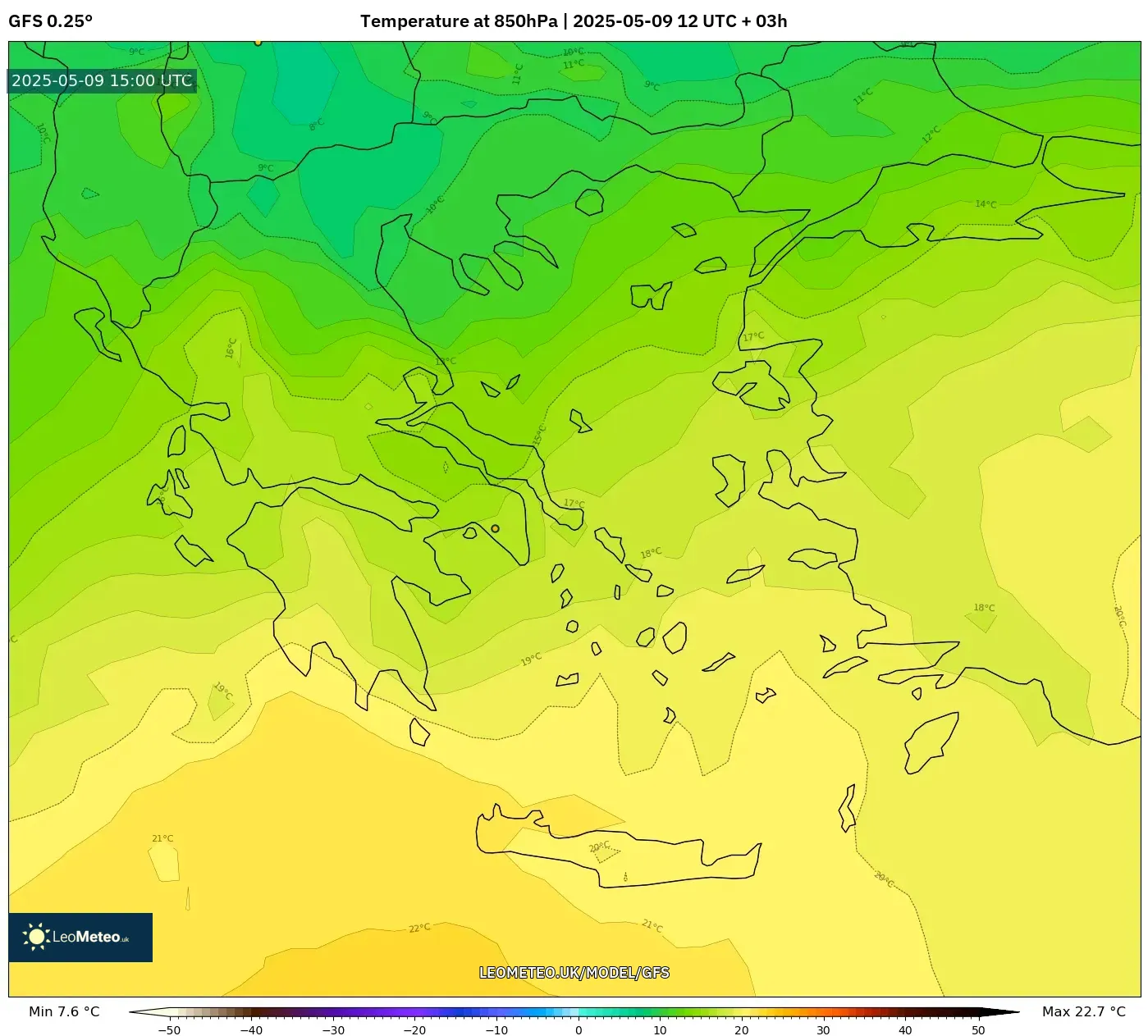 GFS - Greece, Temperature at 850hPa GFS - Greece, Temperature at 850hPa
