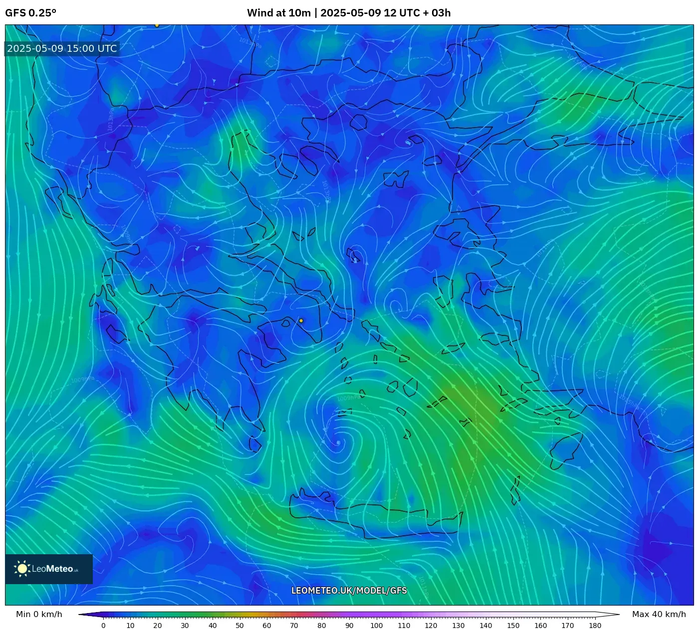 GFS - Greece, Wind at 10m GFS - Greece, Wind at 10m
