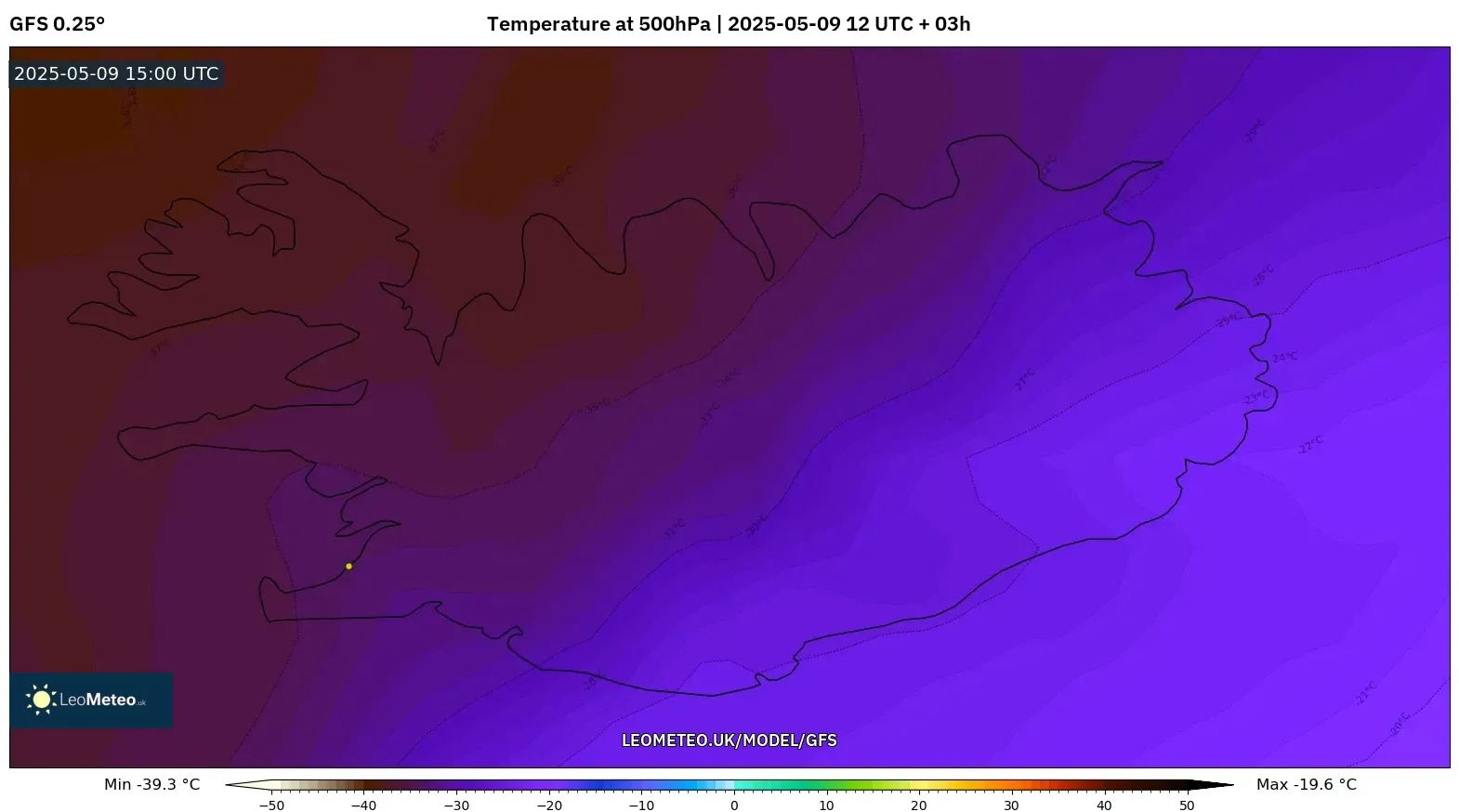 GFS - Iceland, Temperature at 500hPa GFS - Iceland, Temperature at 500hPa