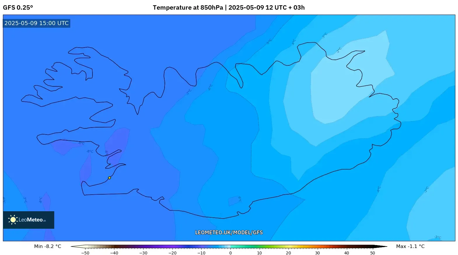 GFS - Iceland, Temperature at 850hPa GFS - Iceland, Temperature at 850hPa