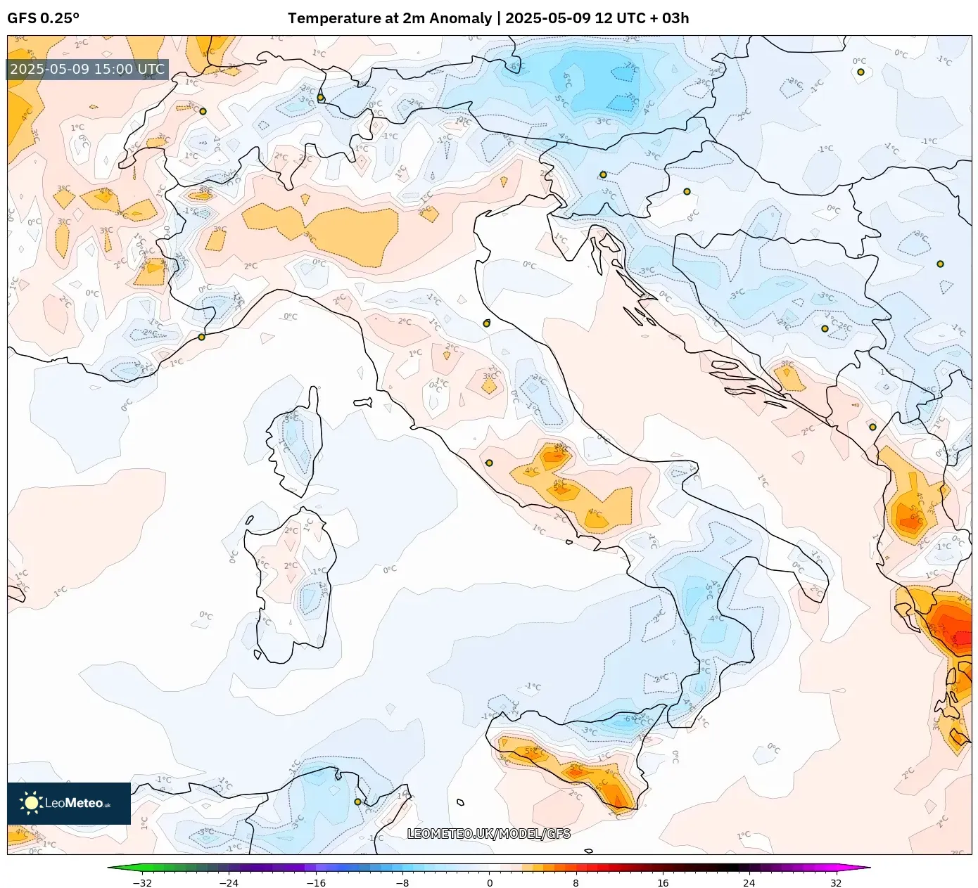GFS - Italy, Temperature at 2m Anomaly GFS - Italy, Temperature at 2m Anomaly