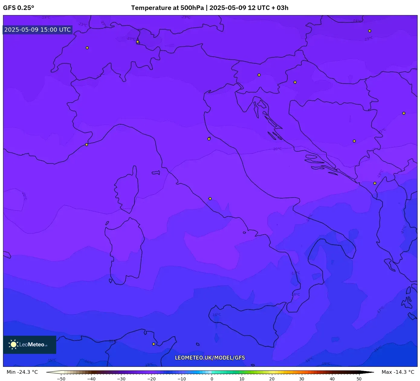 GFS - Italy, Temperature at 500hPa GFS - Italy, Temperature at 500hPa